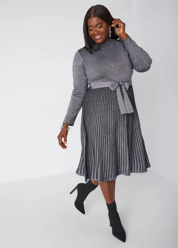 Pleated Lurex™ Sweater Dress sold by Ashley Stewart