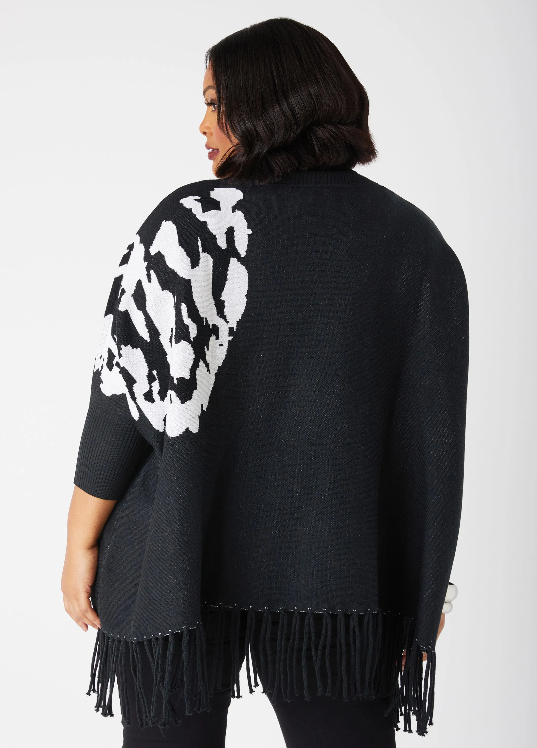 Jacquard Turtleneck Poncho sold by Ashley Stewart product image thumbnail 2
