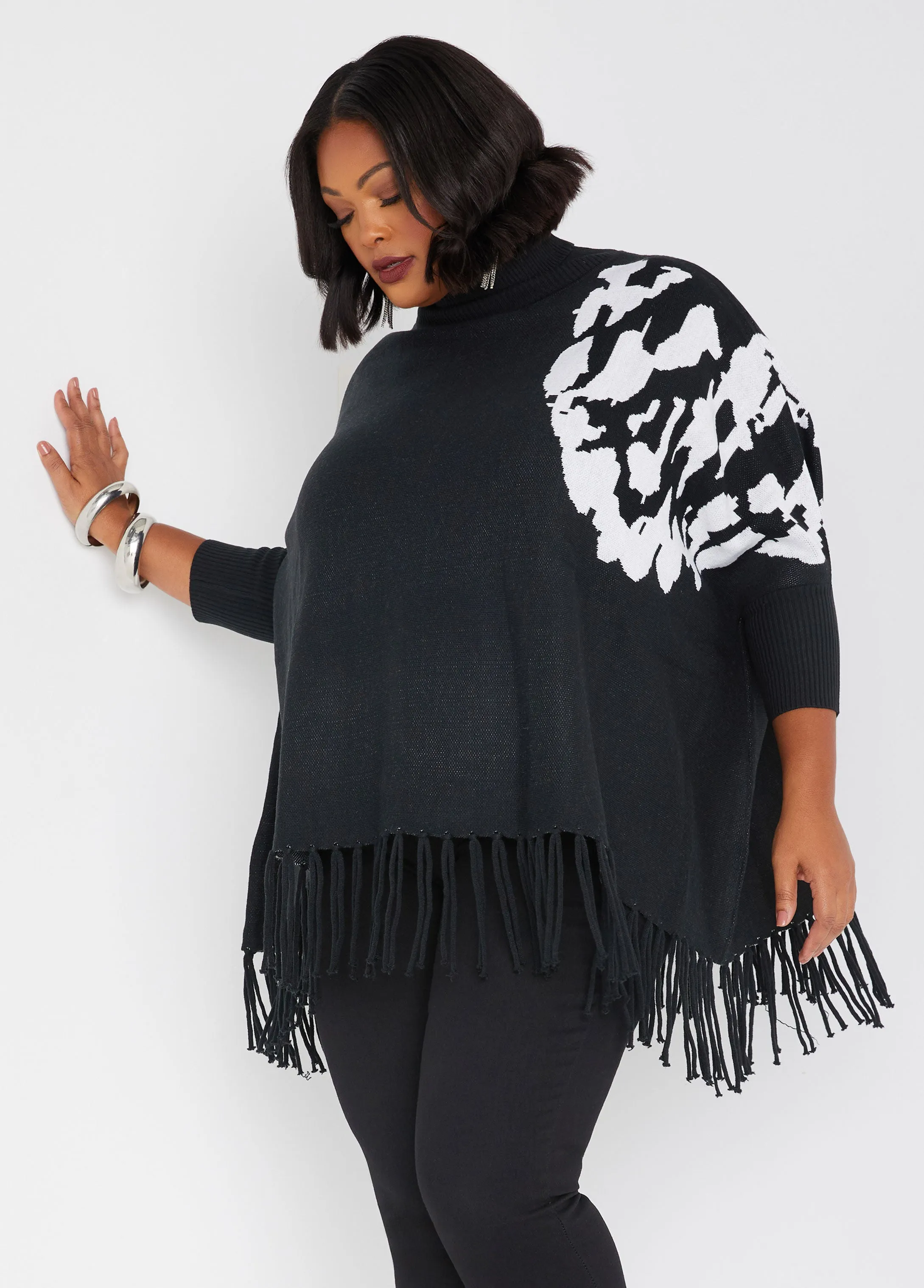Jacquard Turtleneck Poncho sold by Ashley Stewart