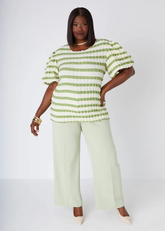 Striped Puff Effect Top sold by Ashley Stewart