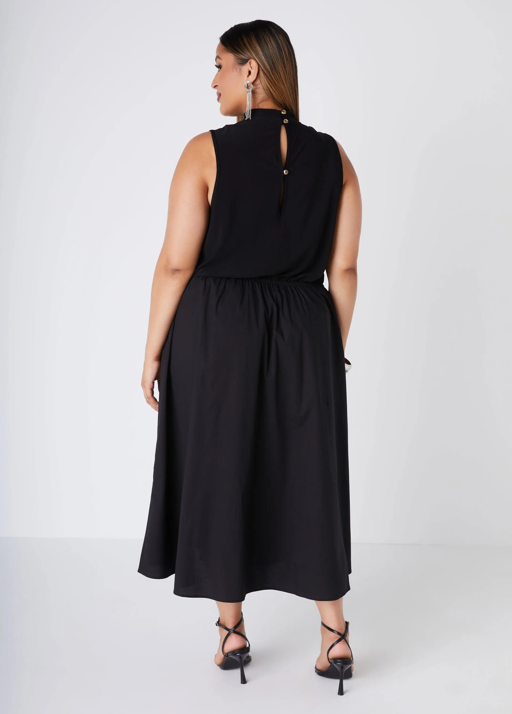 Cutout Poplin Midaxi A Line Dress sold by Ashley Stewart product image thumbnail 2