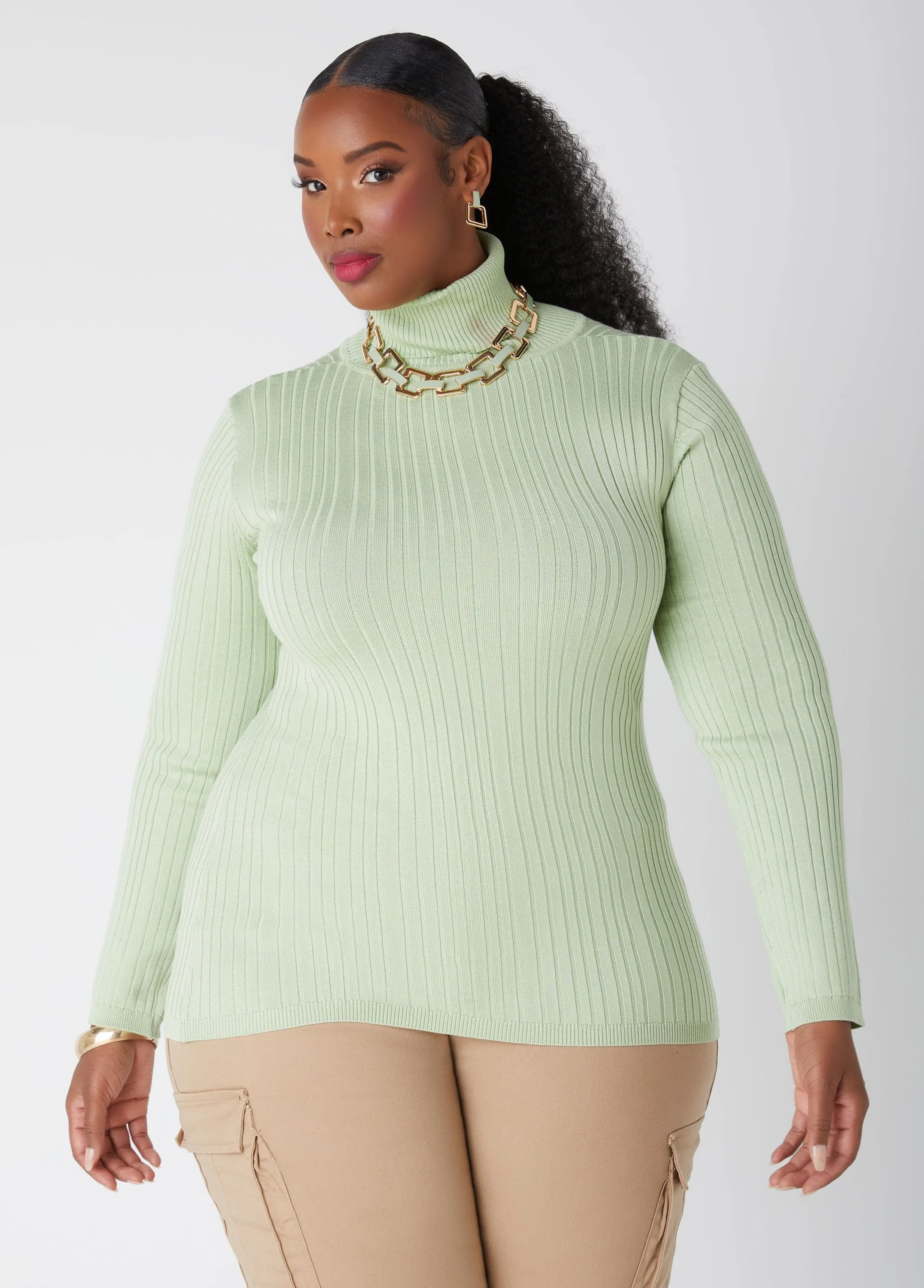 Ribbed Pullover Turtleneck Sweater sold by Ashley Stewart product image thumbnail 4