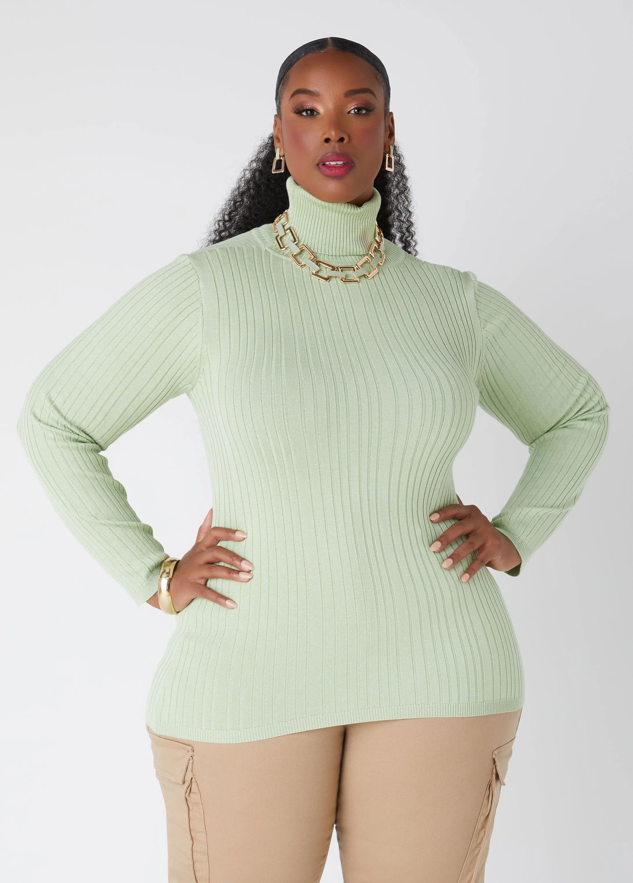 Ribbed Pullover Turtleneck Sweater sold by Ashley Stewart