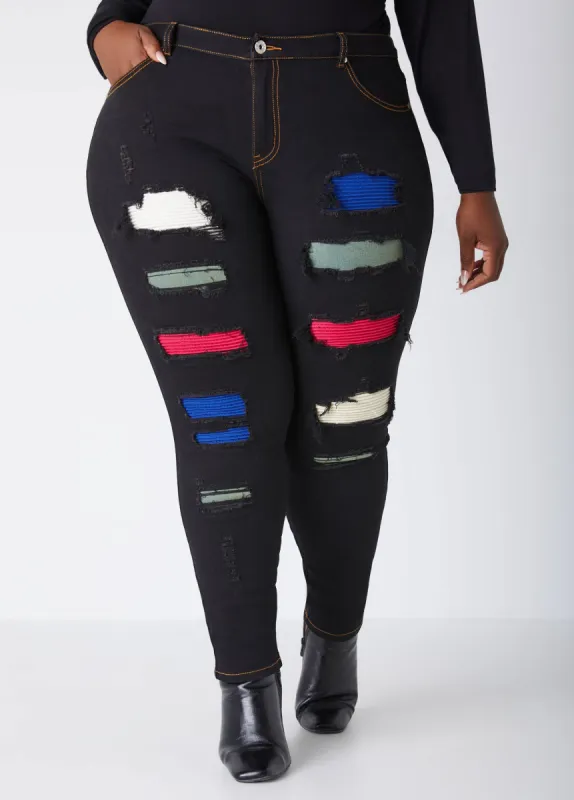 Cutout Ribbed Skinny Jeans sold by Ashley Stewart