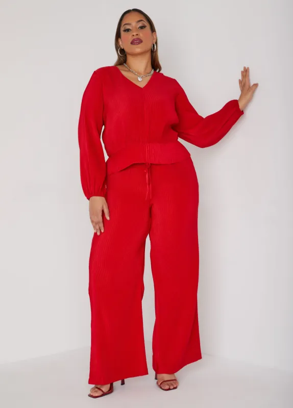 Plisse Wide Leg Pants sold by Ashley Stewart