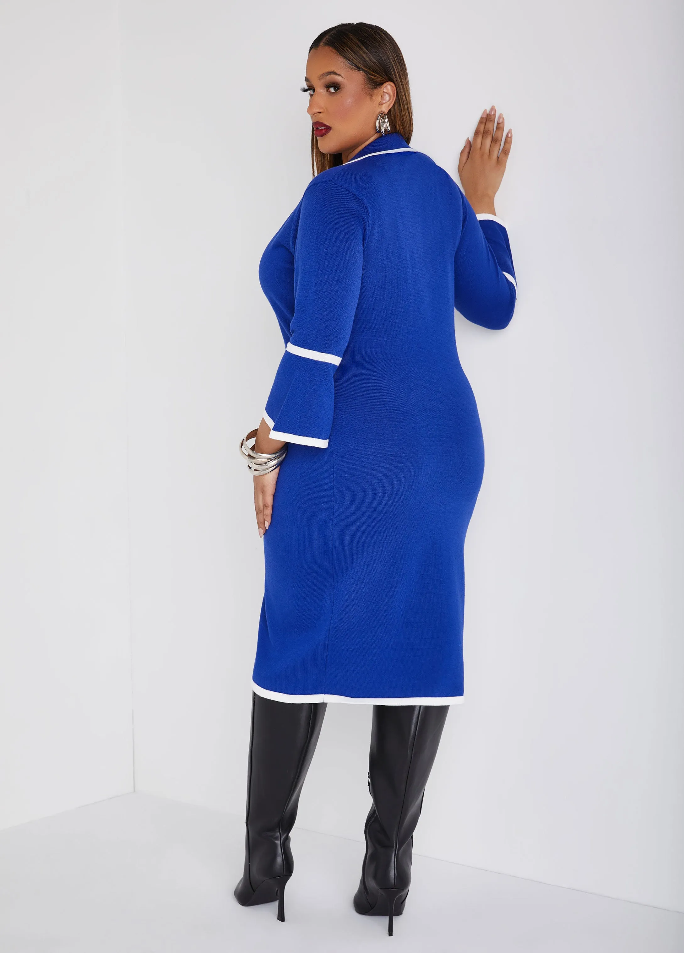 Bell Sleeved Sweater Dress sold by Ashley Stewart product image thumbnail 5