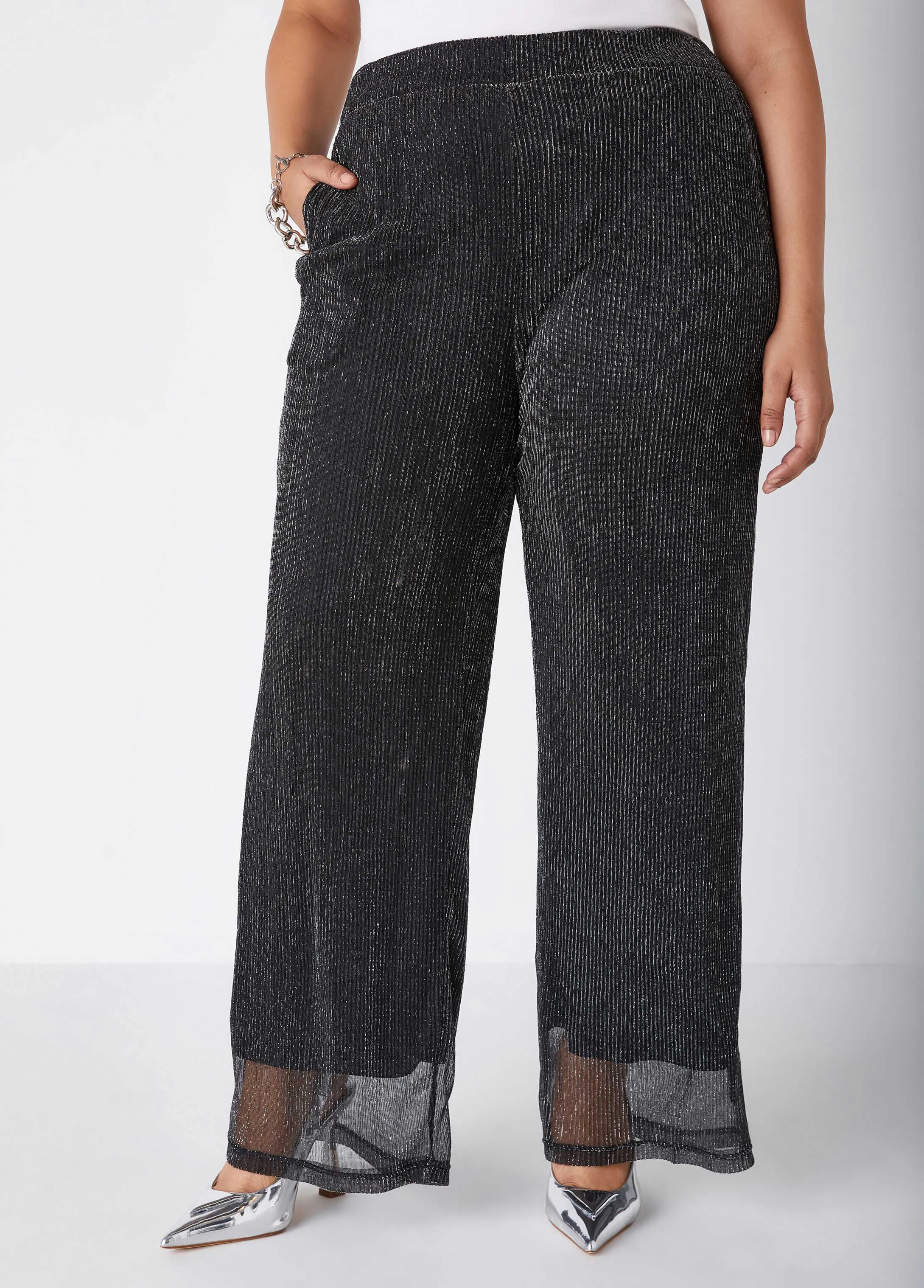 Lurex™ Mesh Straight Leg Pants sold by Ashley Stewart product image thumbnail 3