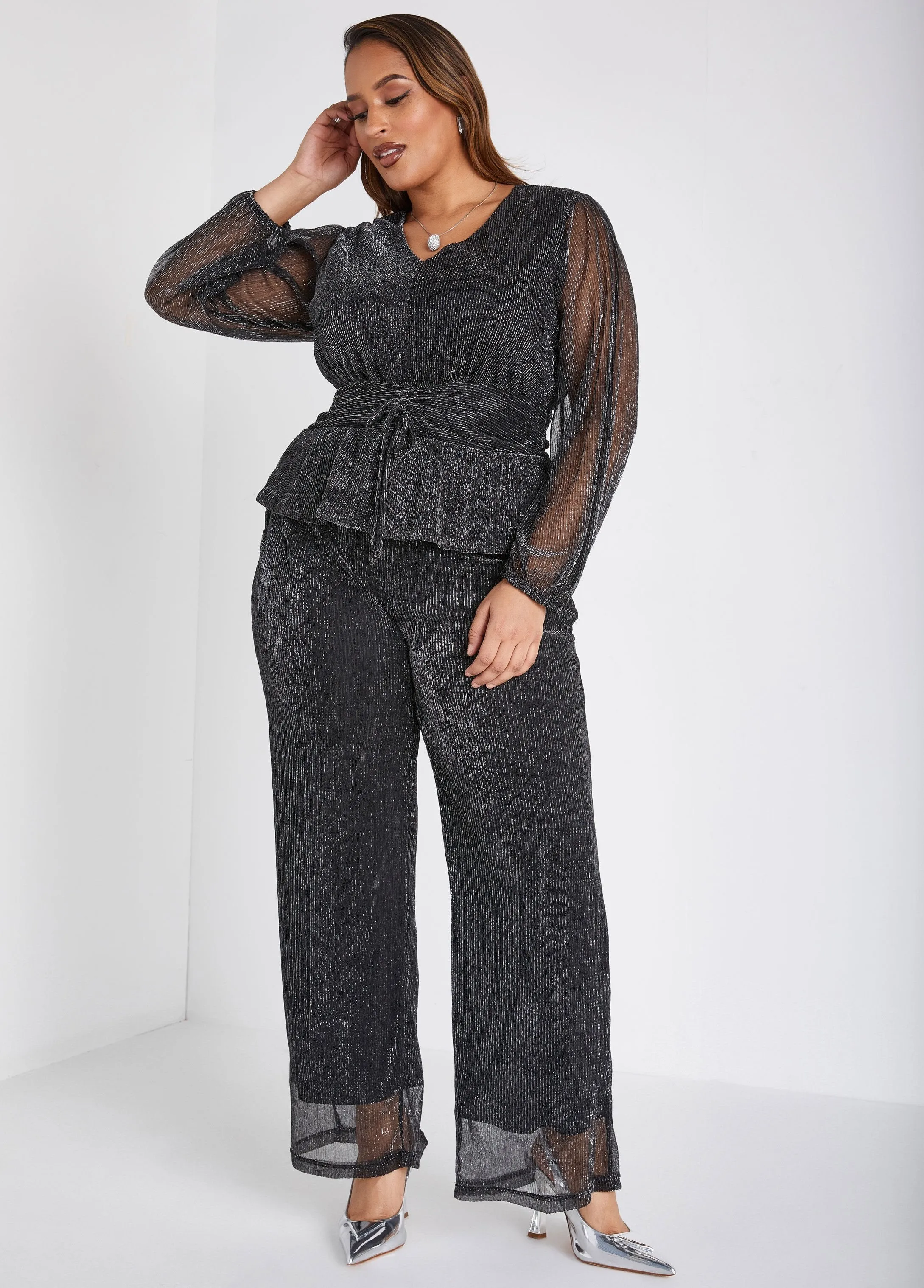 Lurex™ Mesh Straight Leg Pants sold by Ashley Stewart