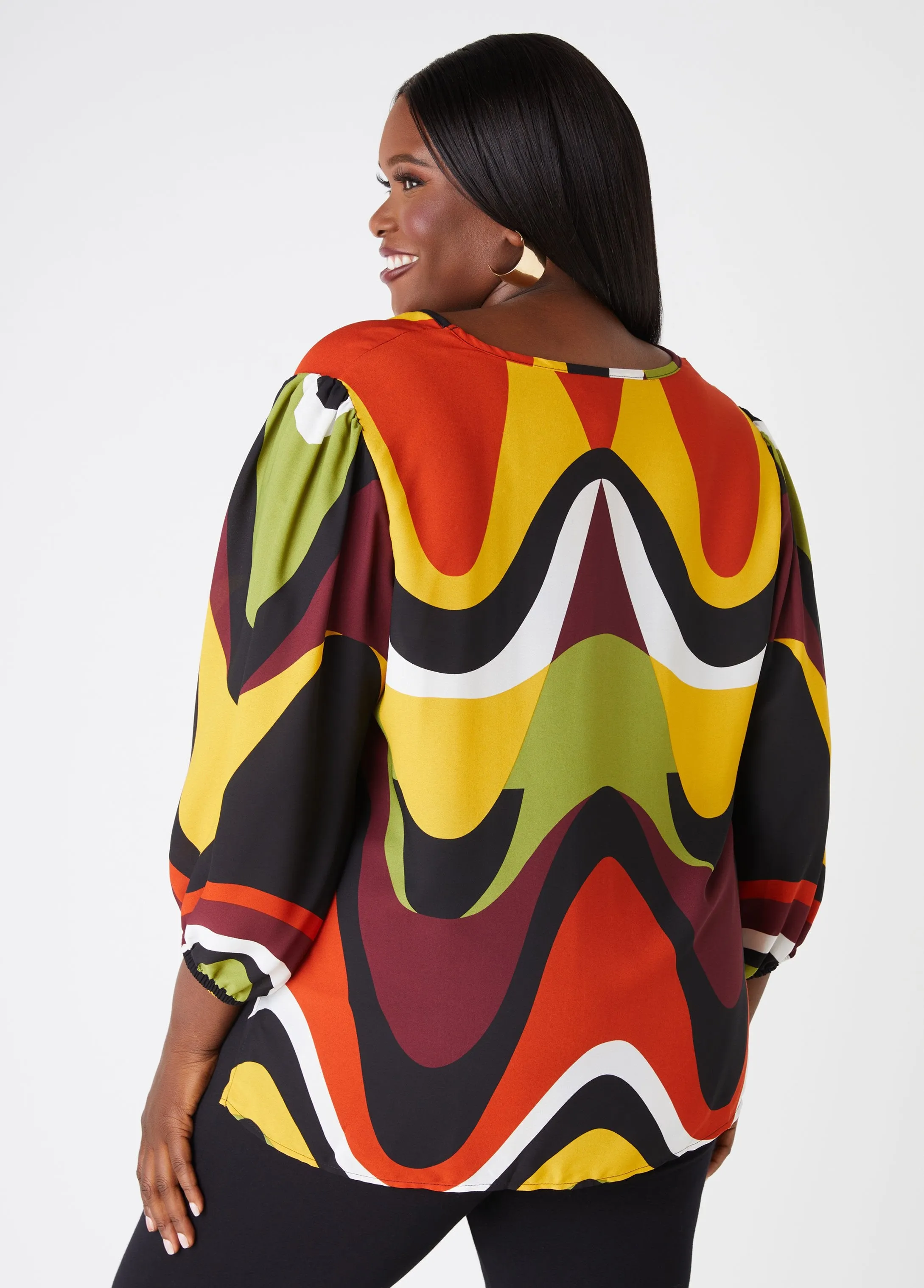 Wavy Print Crepe Top sold by Ashley Stewart product image thumbnail 2