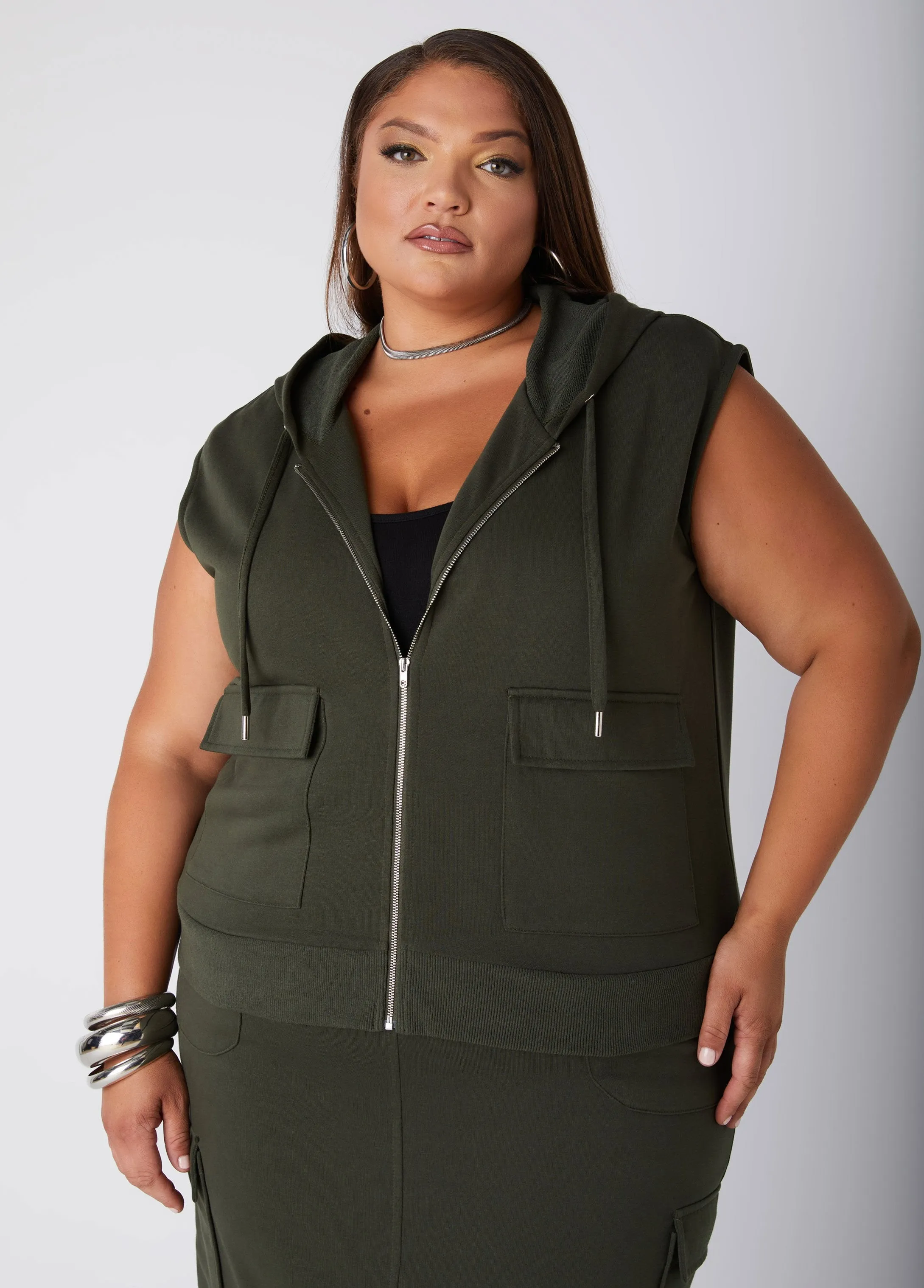 French Terry Cargo Hoodie sold by Ashley Stewart product image thumbnail 3