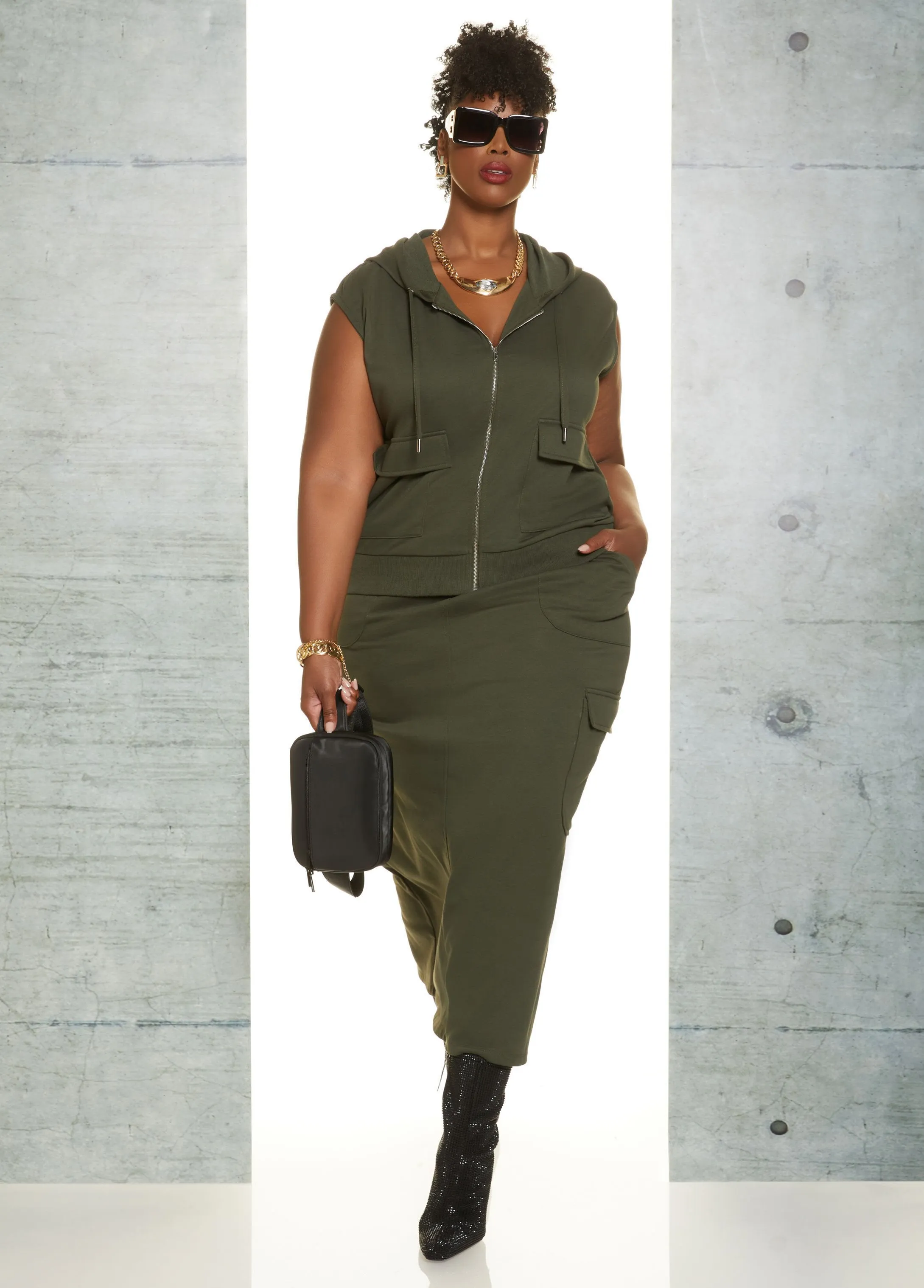 French Terry Cargo Hoodie sold by Ashley Stewart product image thumbnail 5