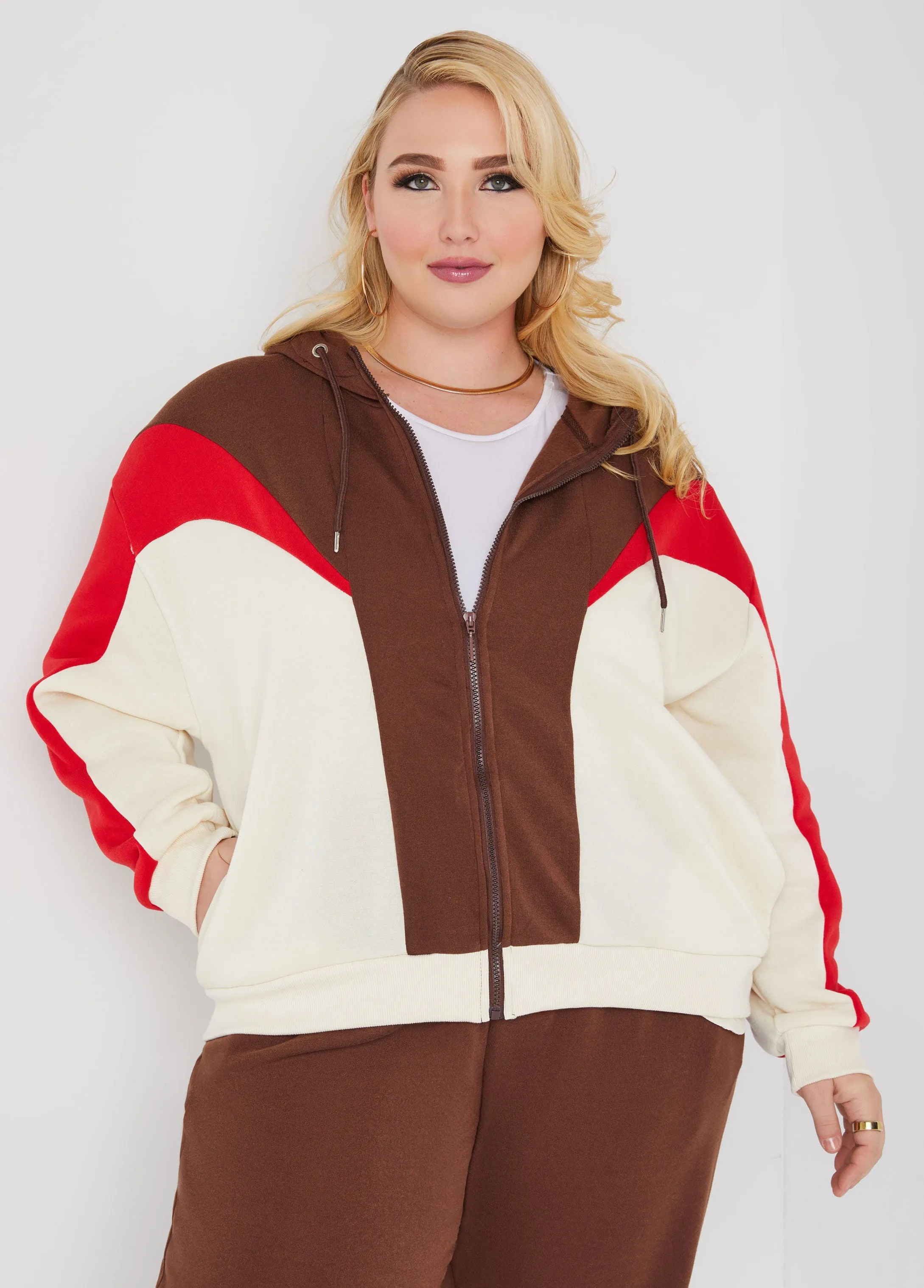 Colorblock Fleece Hoodie sold by Ashley Stewart product image thumbnail 5