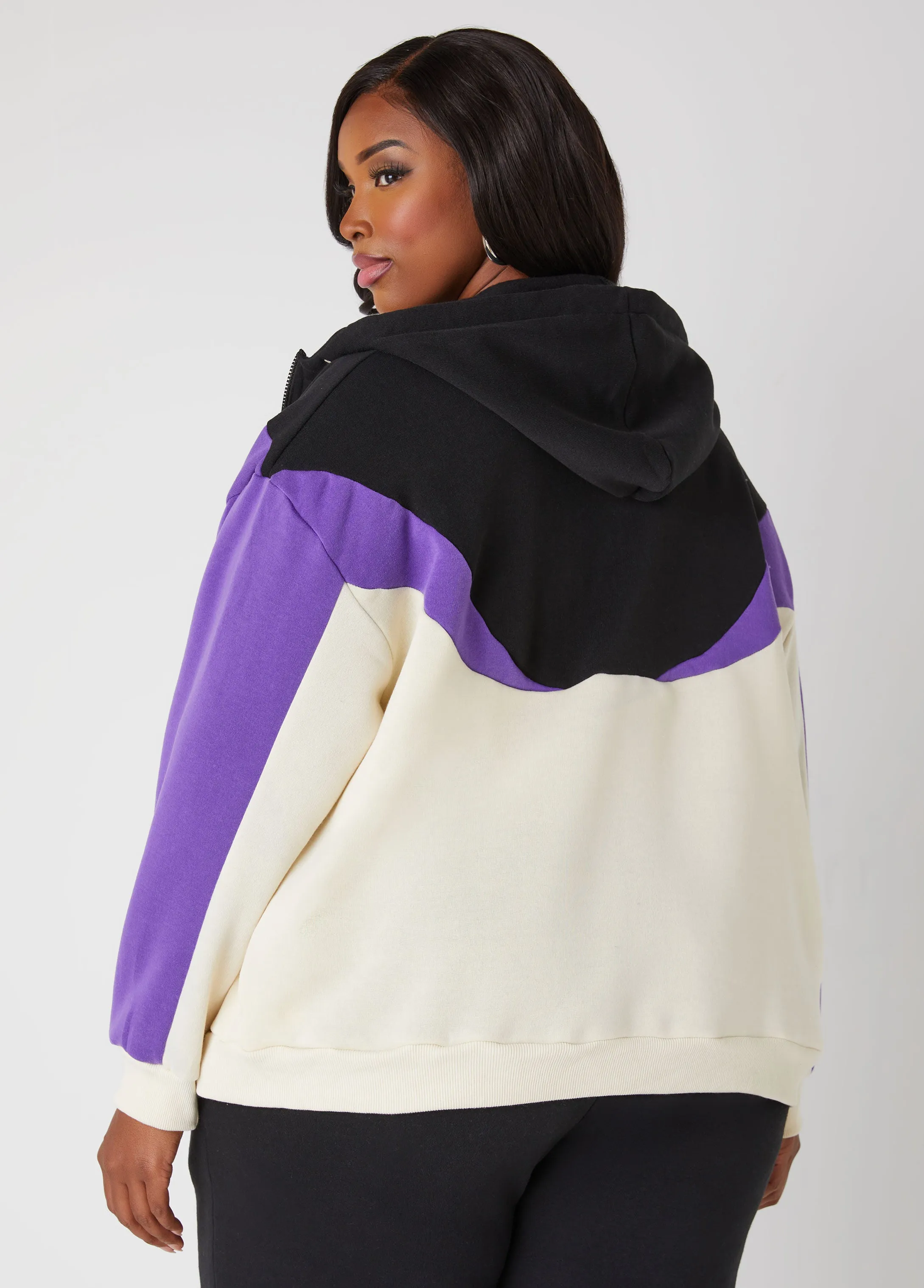 Colorblock Fleece Hoodie sold by Ashley Stewart product image thumbnail 2