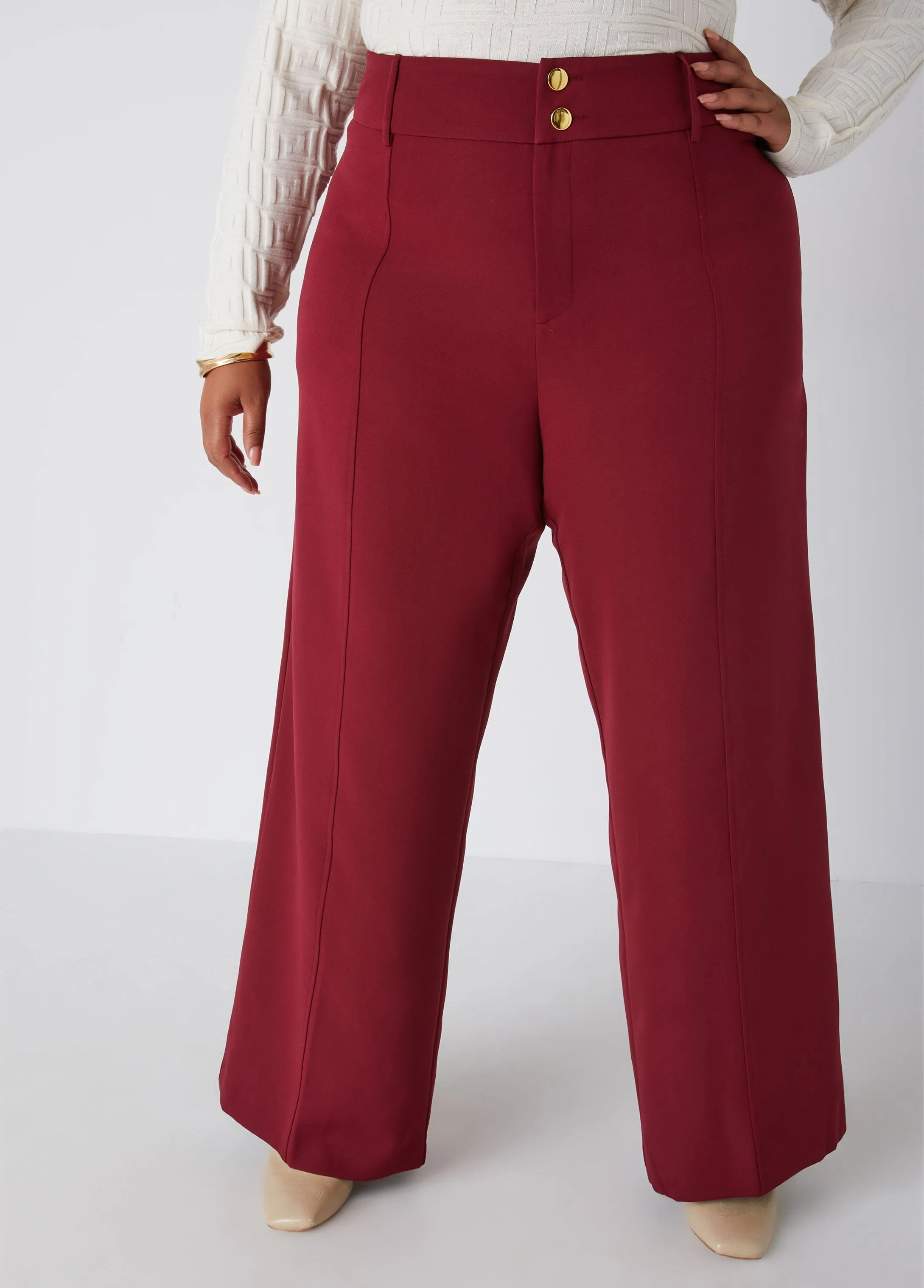 Seam Detailed Crepe Wide Leg Pants sold by Ashley Stewart product image thumbnail 4