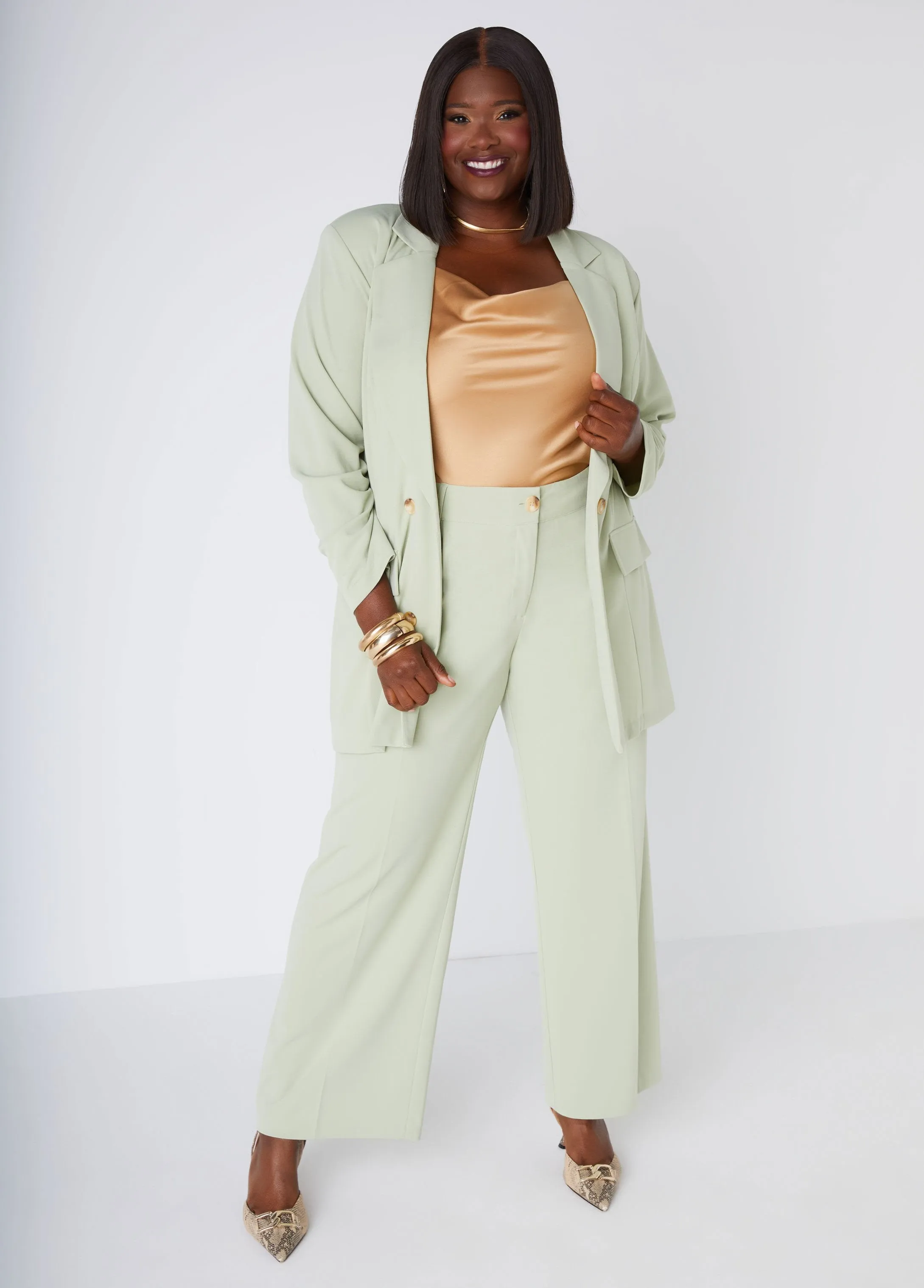 High Rise Crepe Trousers sold by Ashley Stewart