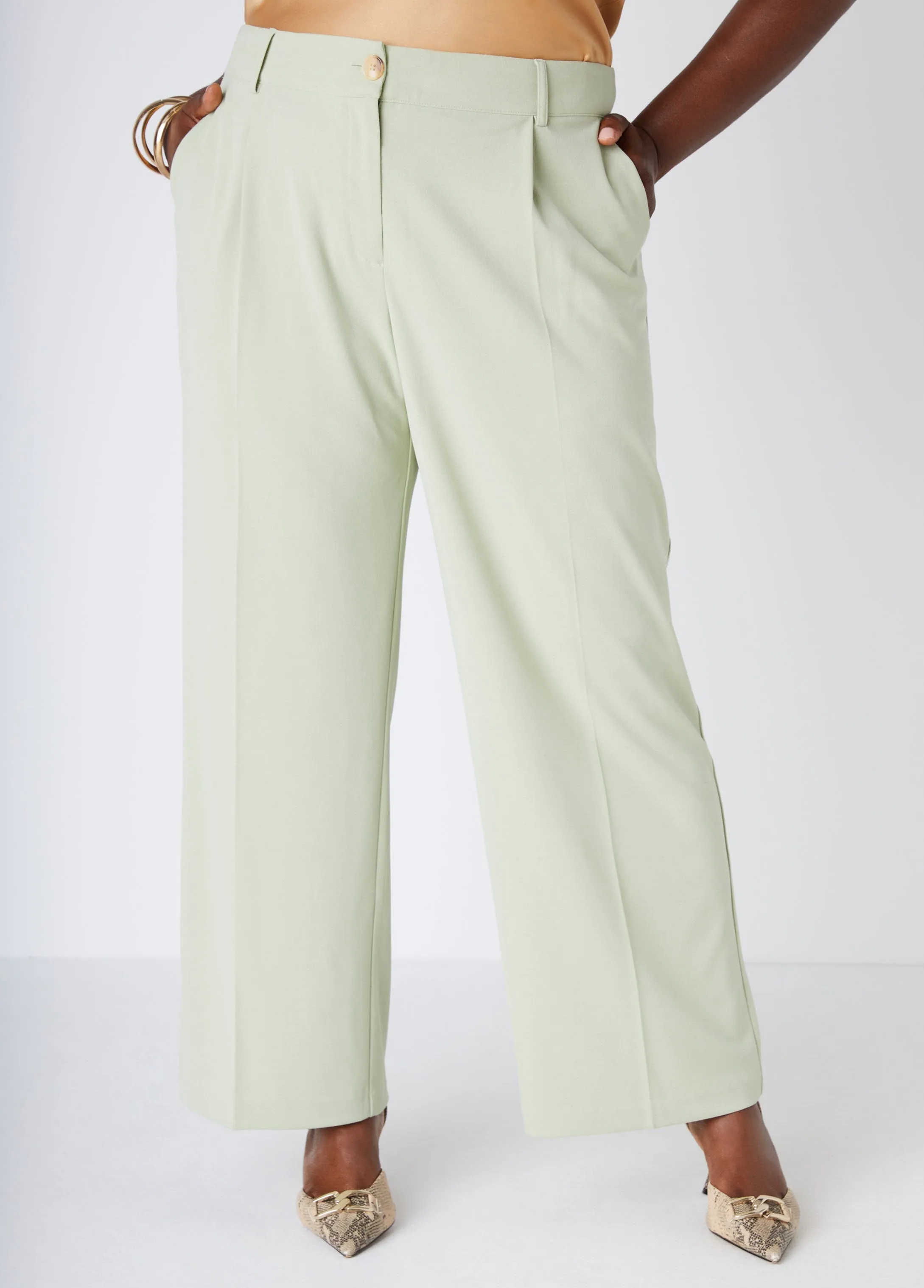 High Rise Crepe Trousers sold by Ashley Stewart product image thumbnail 3