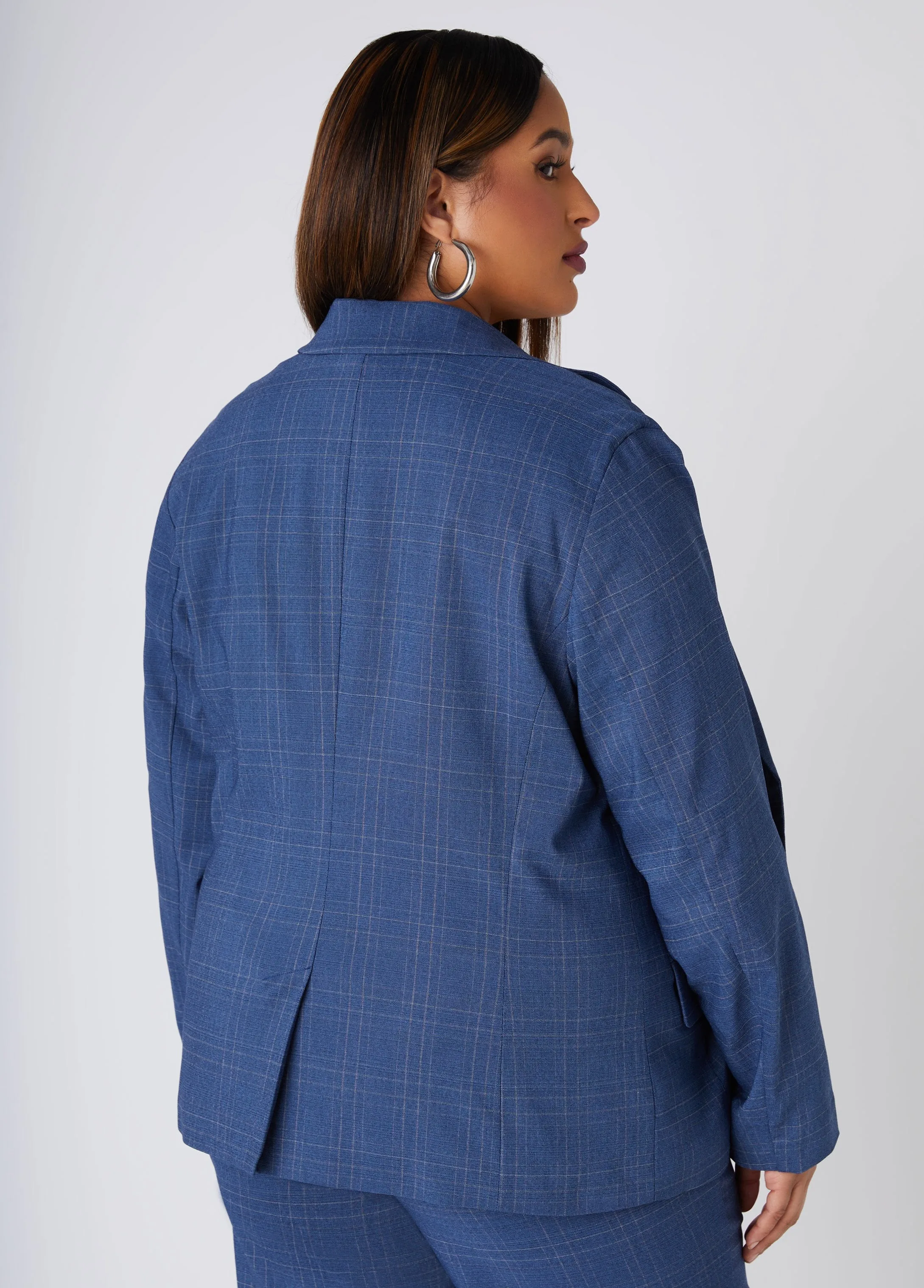 Plaid Twill Blazer sold by Ashley Stewart product image thumbnail 2