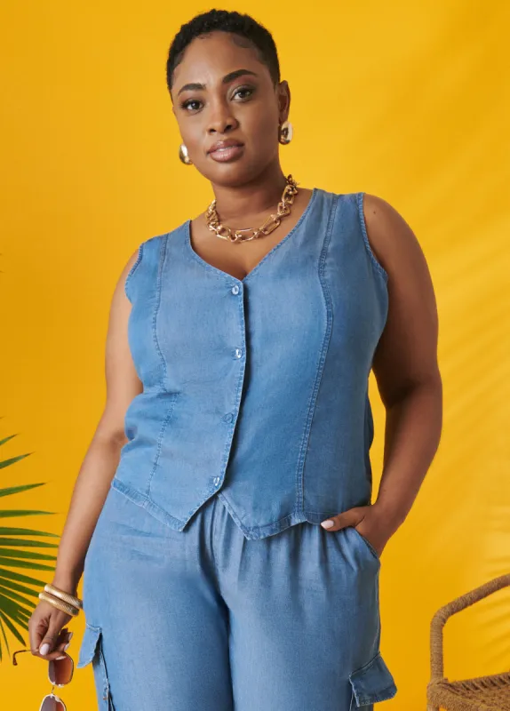 Chambray Vest made by Ashley Stewart