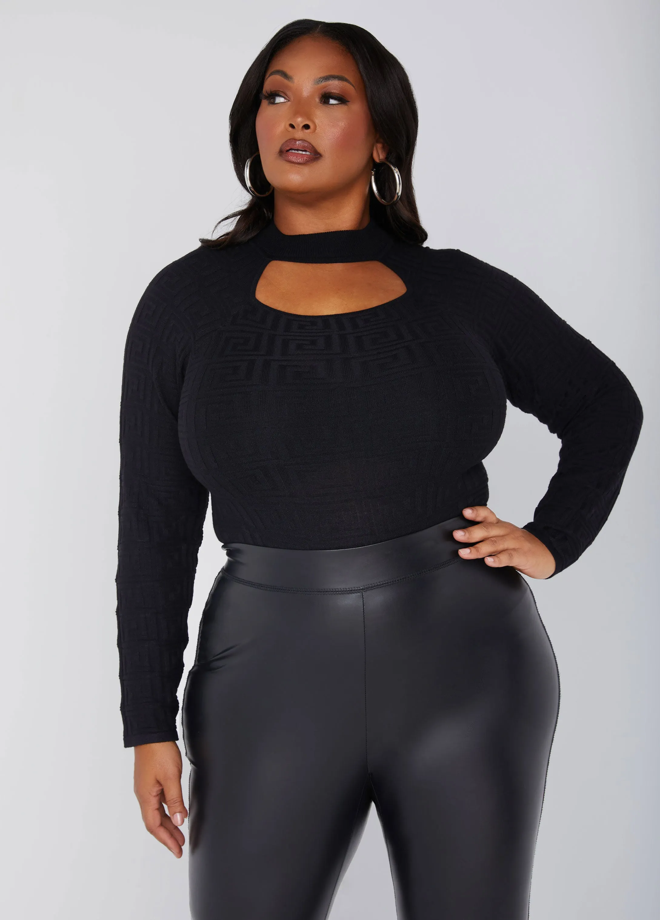 Geo Jacquard Sweater sold by Ashley Stewart product image thumbnail 3