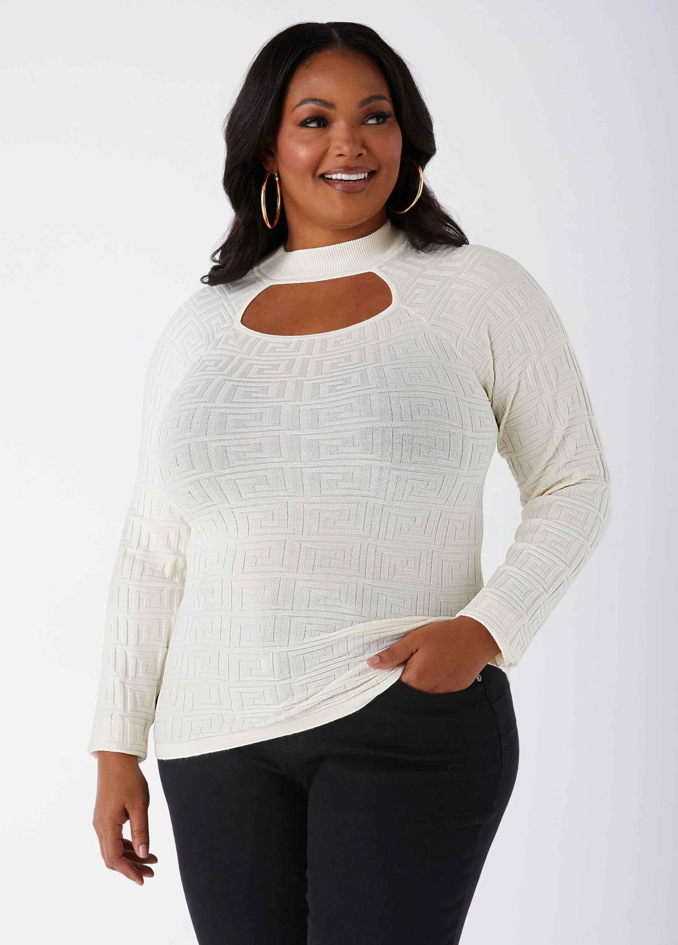 Geo Jacquard Sweater sold by Ashley Stewart product image thumbnail 4