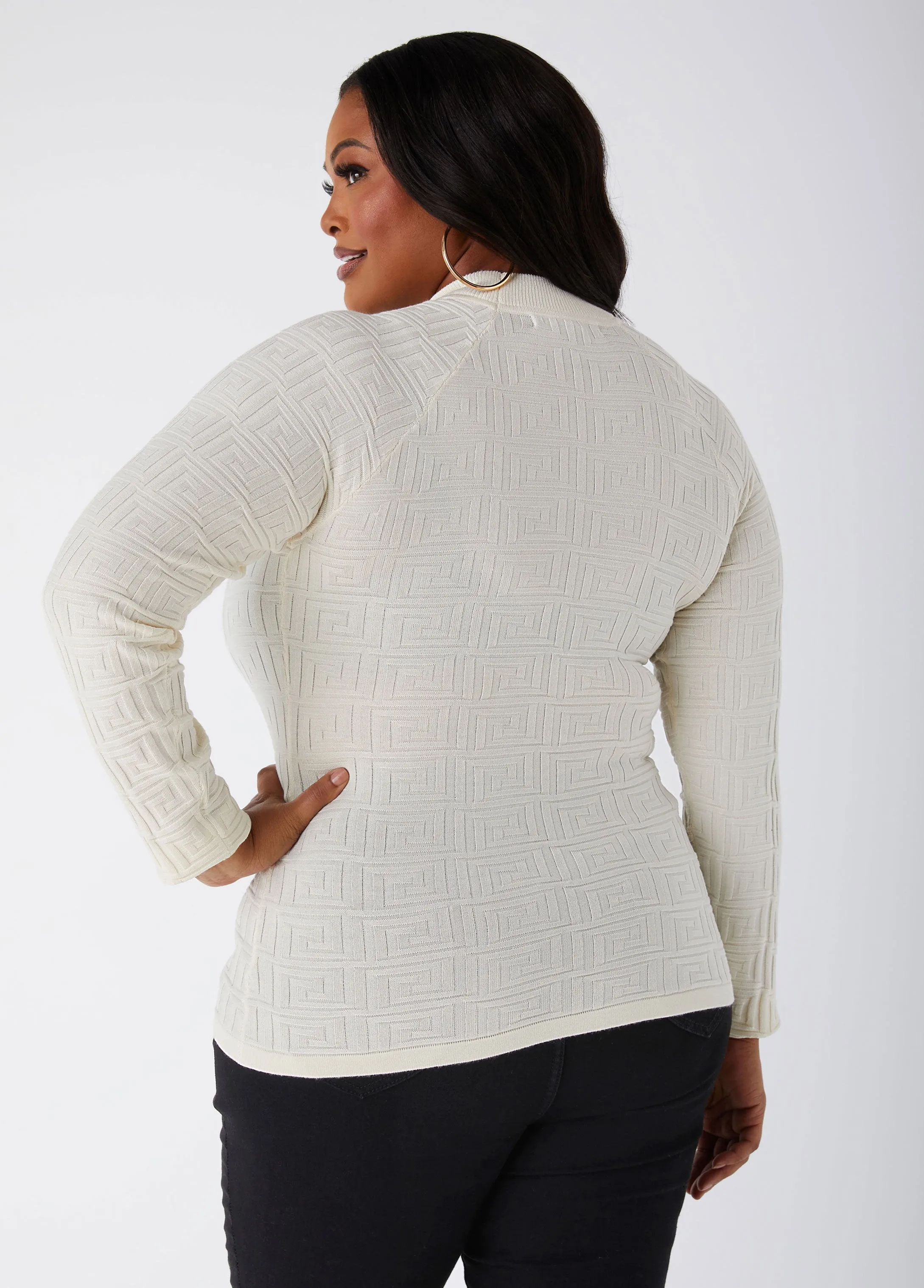 Geo Jacquard Sweater sold by Ashley Stewart product image thumbnail 5