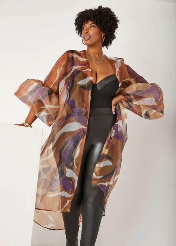 Swirl Print Organza Duster sold by Ashley Stewart