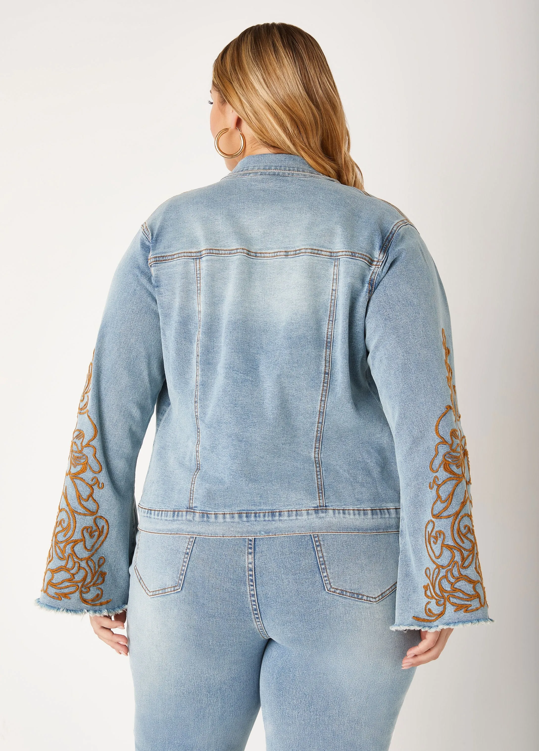 Embroidered Denim Jacket sold by Ashley Stewart product image thumbnail 2