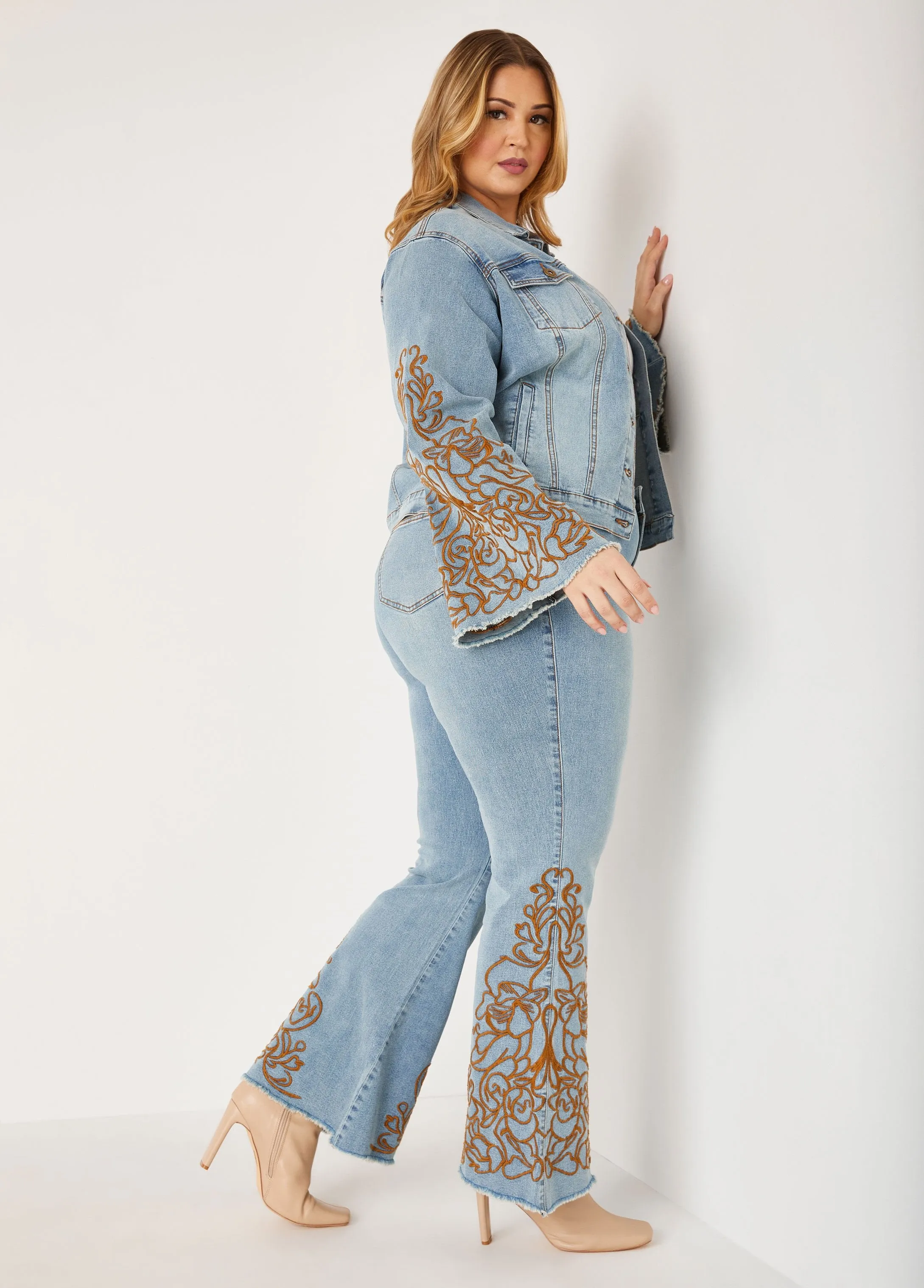 Embroidered Denim Jacket sold by Ashley Stewart product image thumbnail 4