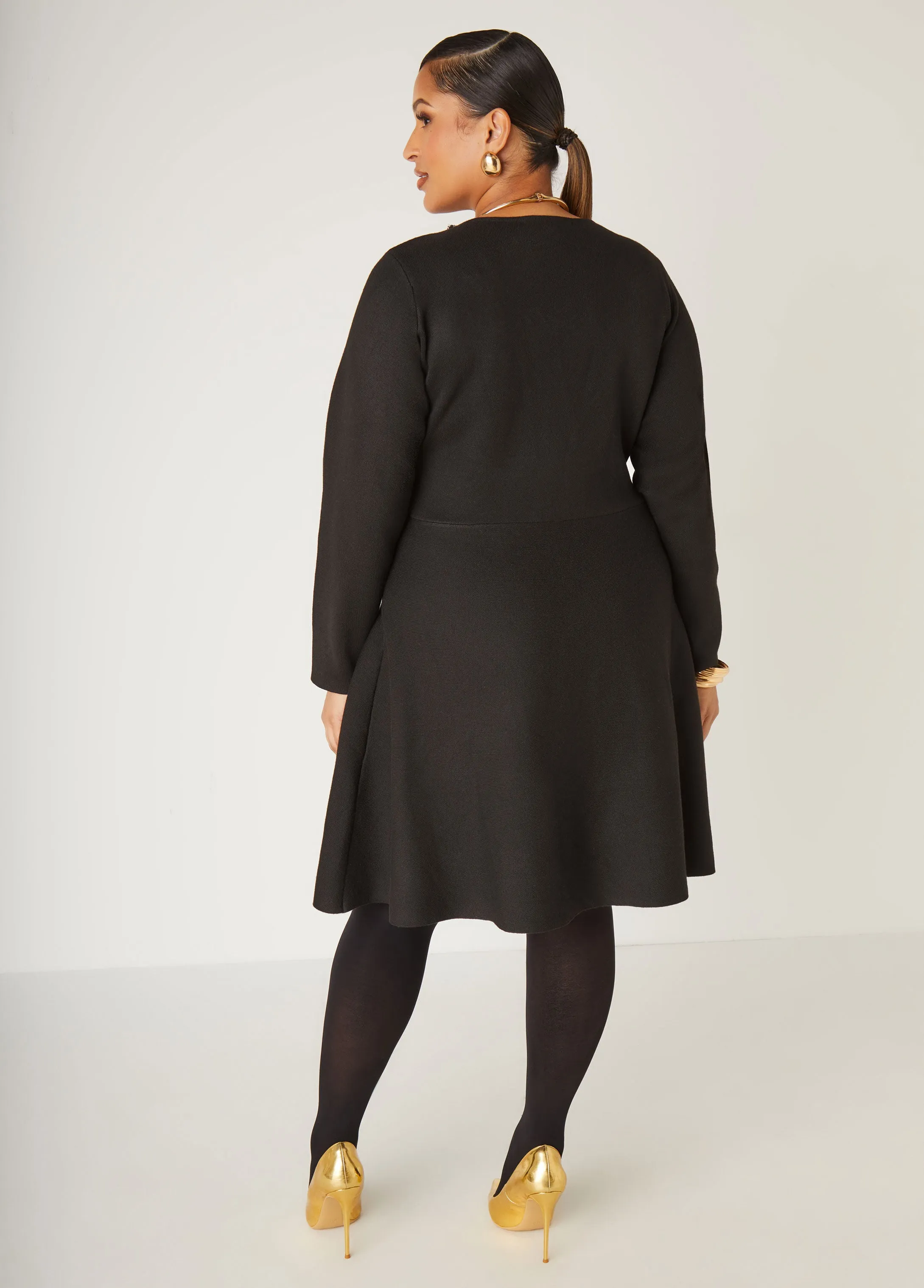 Button Embellished A Line Dress sold by Ashley Stewart product image thumbnail 2