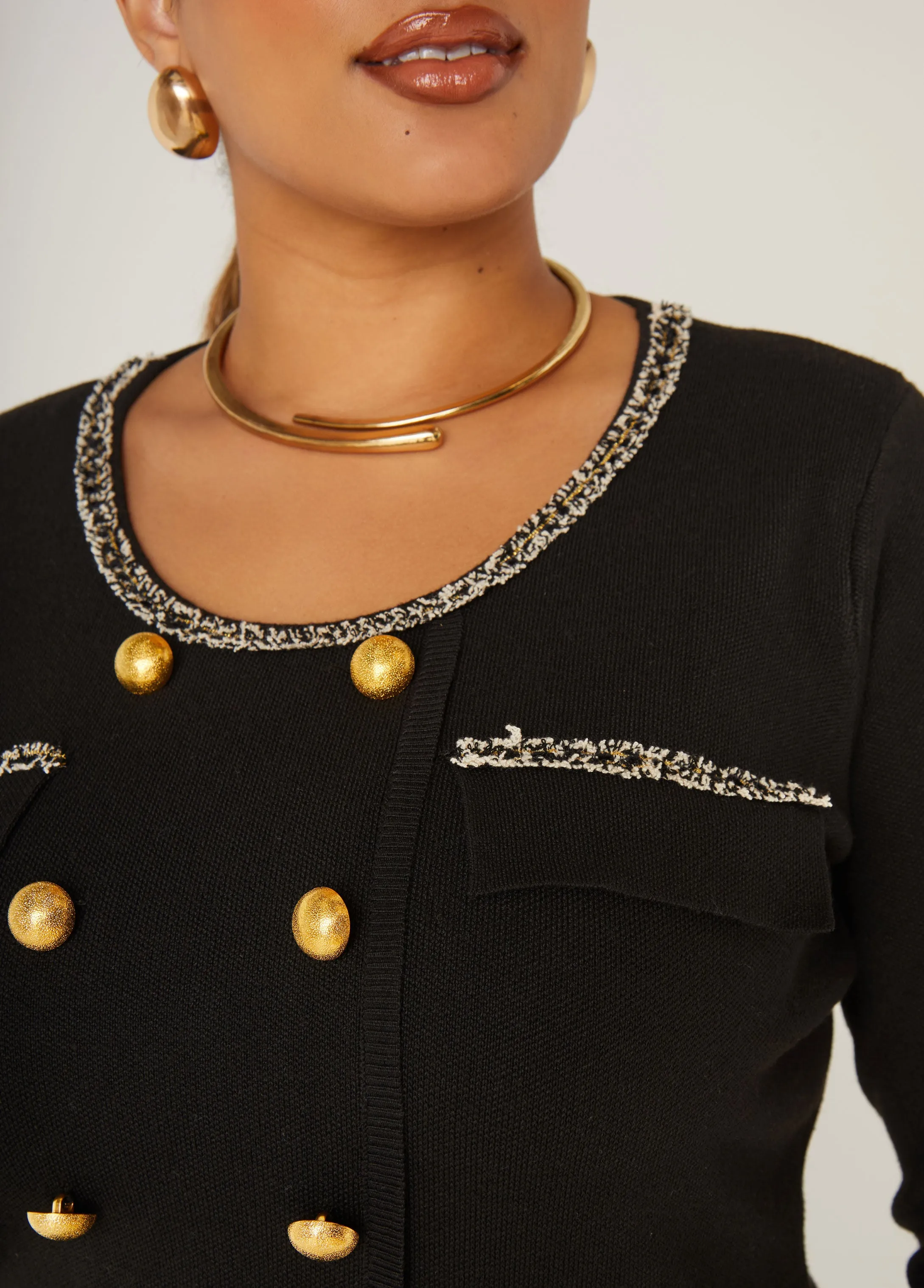 Button Embellished A Line Dress sold by Ashley Stewart product image thumbnail 3