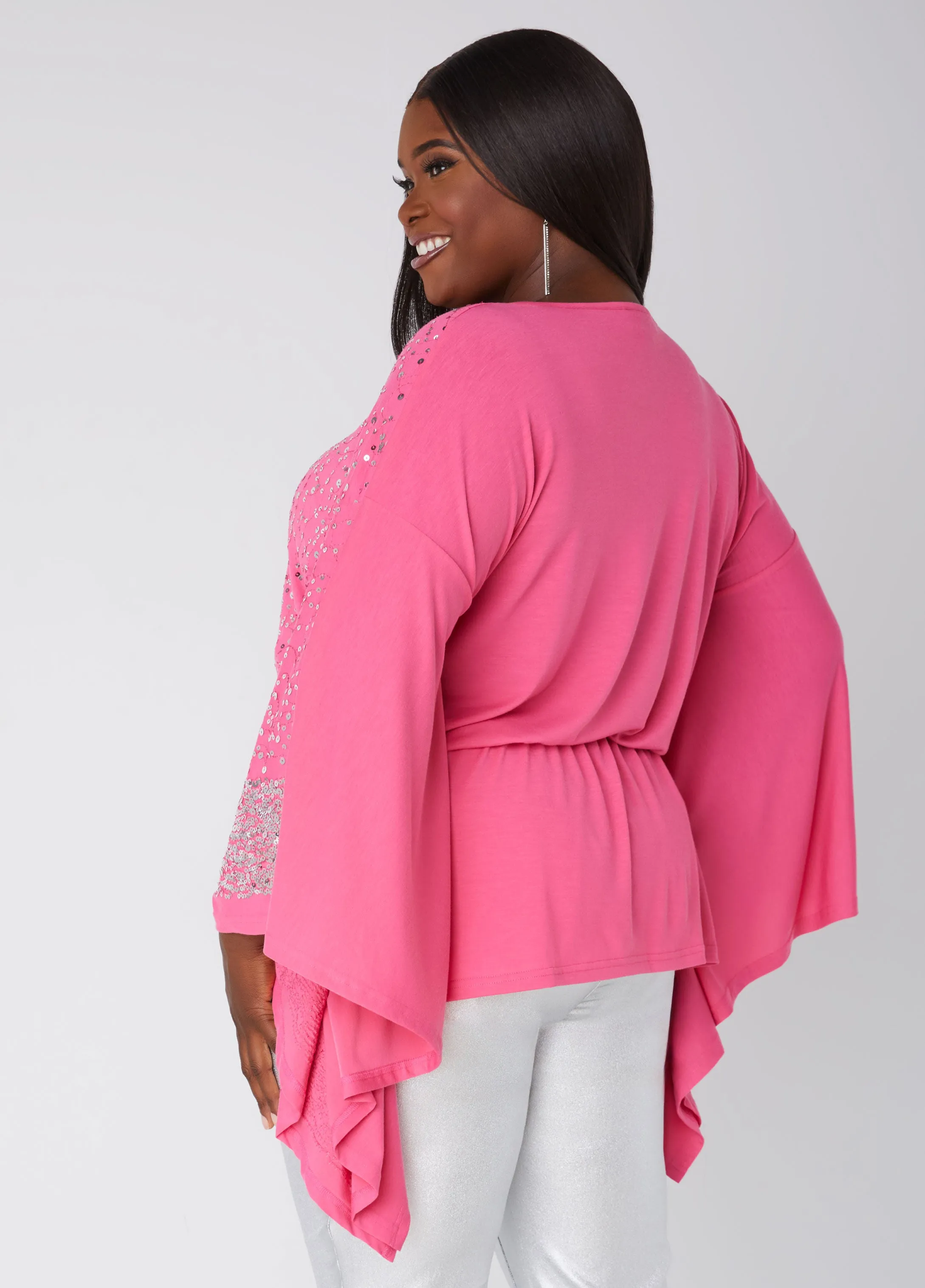 Sequined Drama Sleeved Tunic sold by Ashley Stewart product image thumbnail 5