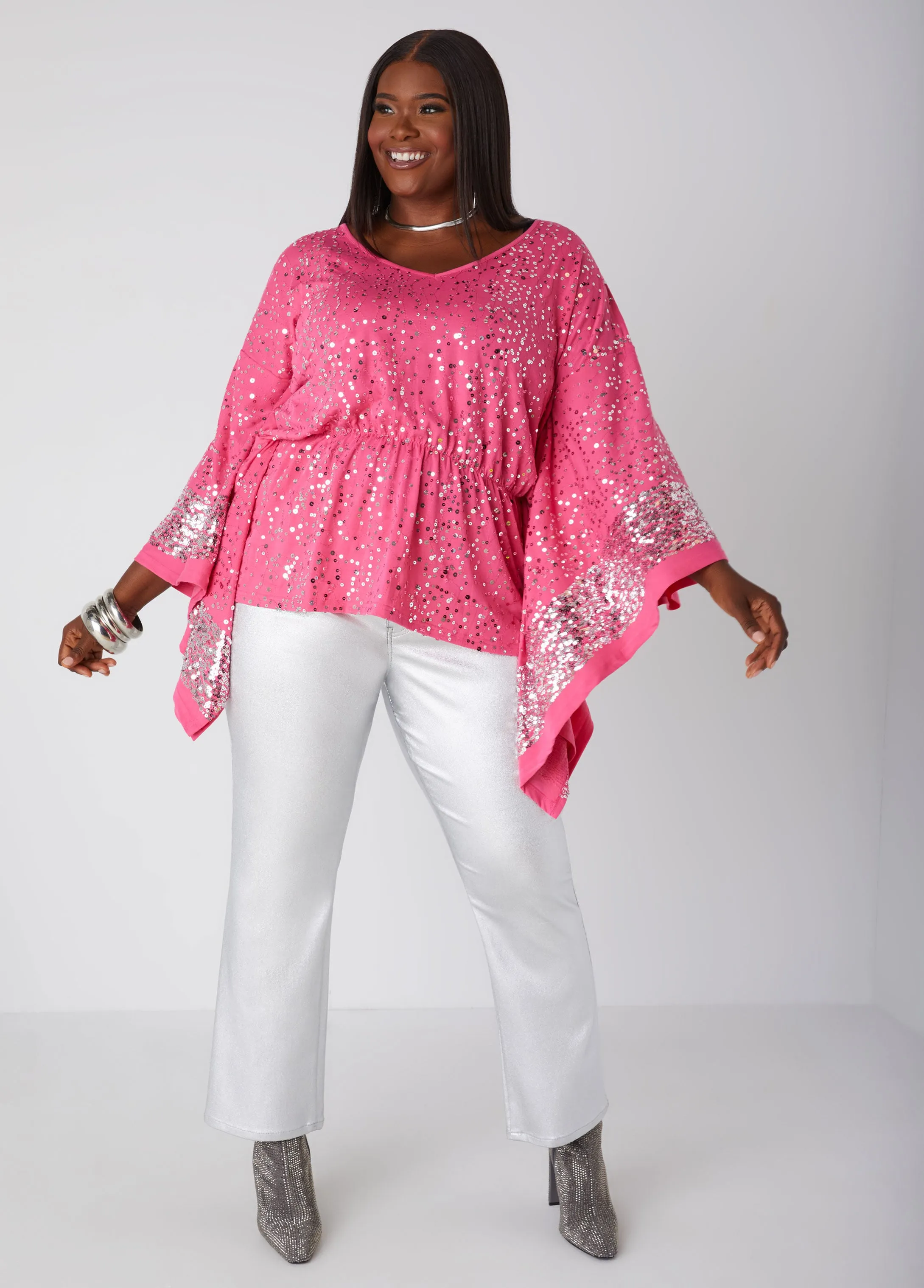 Sequined Drama Sleeved Tunic sold by Ashley Stewart product image thumbnail 4