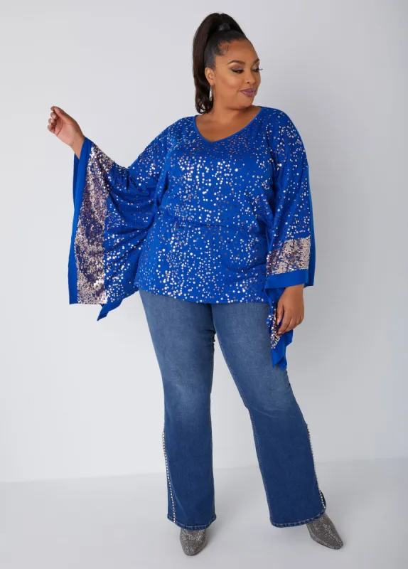 Sequined Drama Sleeved Tunic sold by Ashley Stewart