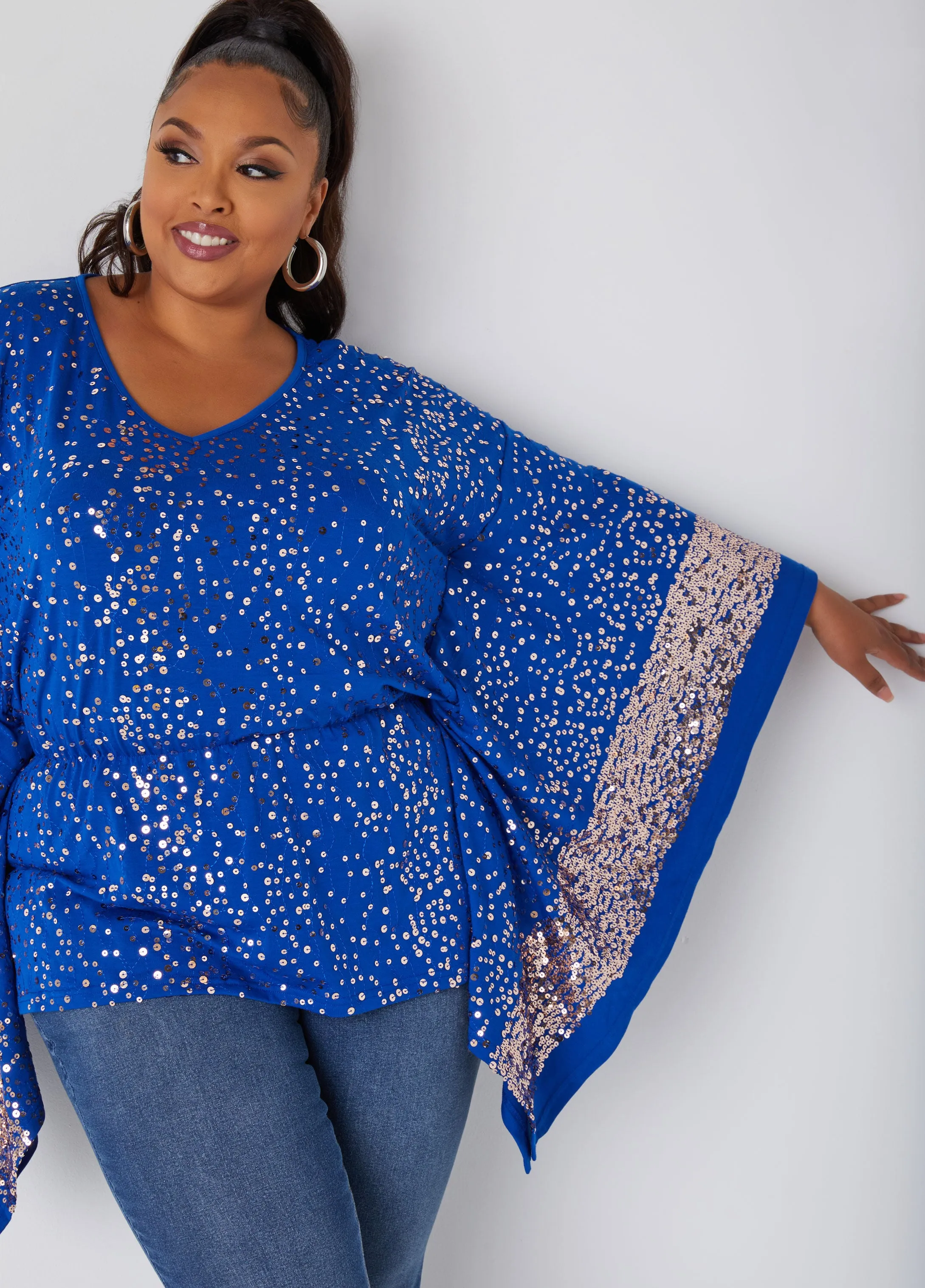 Sequined Drama Sleeved Tunic sold by Ashley Stewart product image thumbnail 3