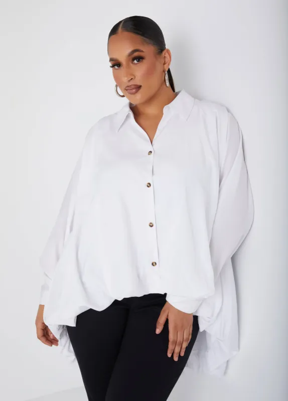 Poplin Bubble Effect Hi Low Shirt sold by Ashley Stewart