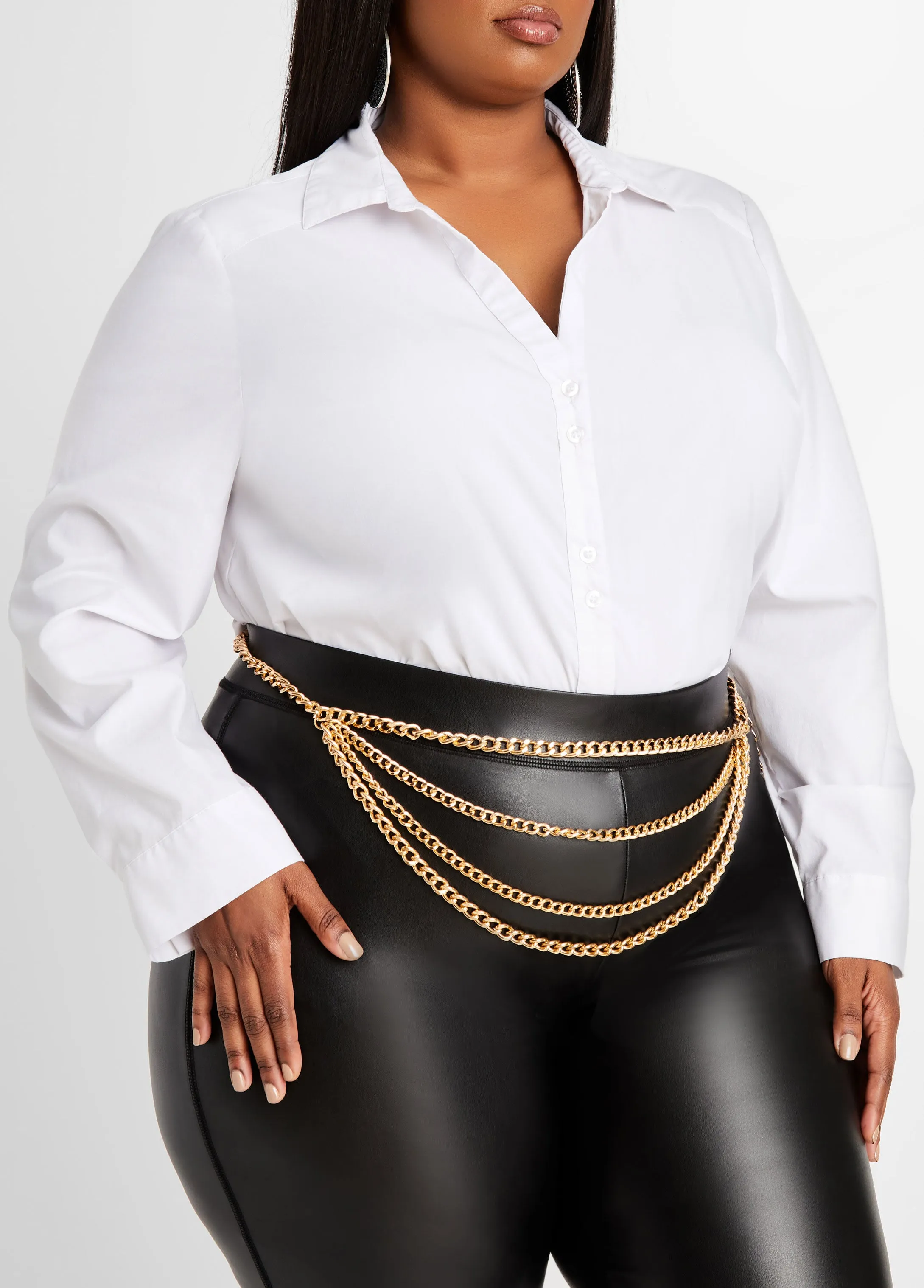 Layered Gold Tone Chain Belt sold by Ashley Stewart