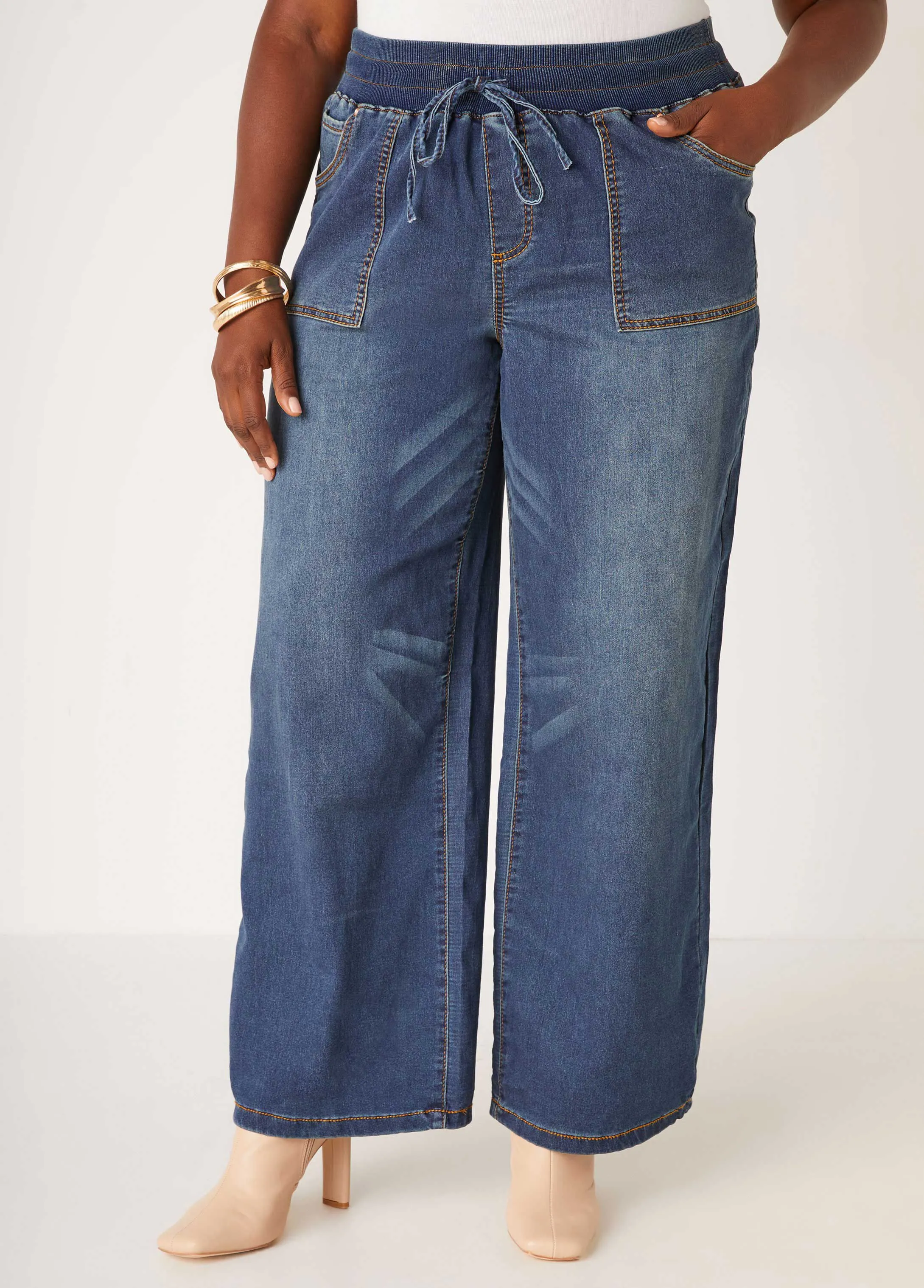 Wide Leg Knitted Jeans sold by Ashley Stewart product image thumbnail 3