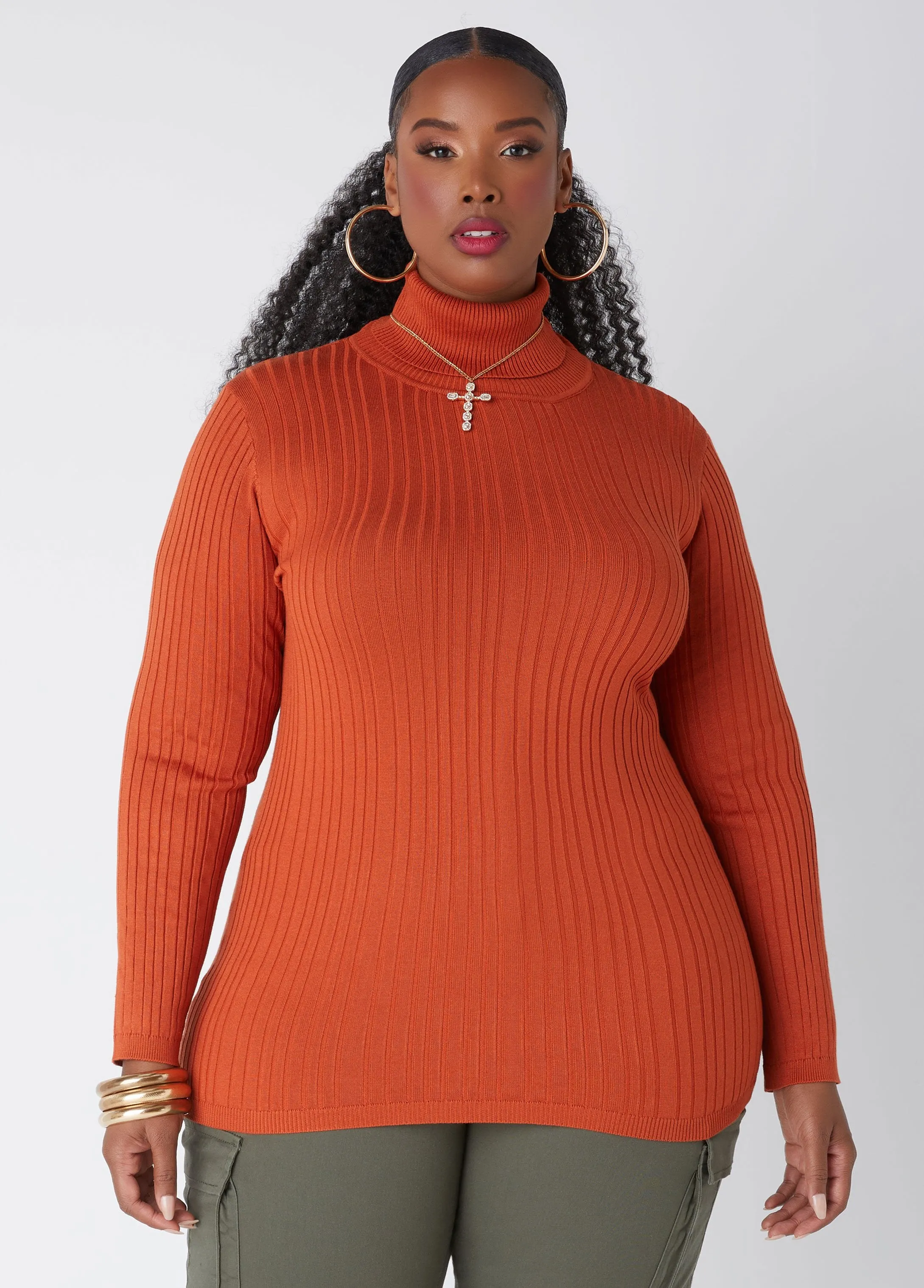 Ribbed Turtleneck Sweater sold by Ashley Stewart product image thumbnail 3