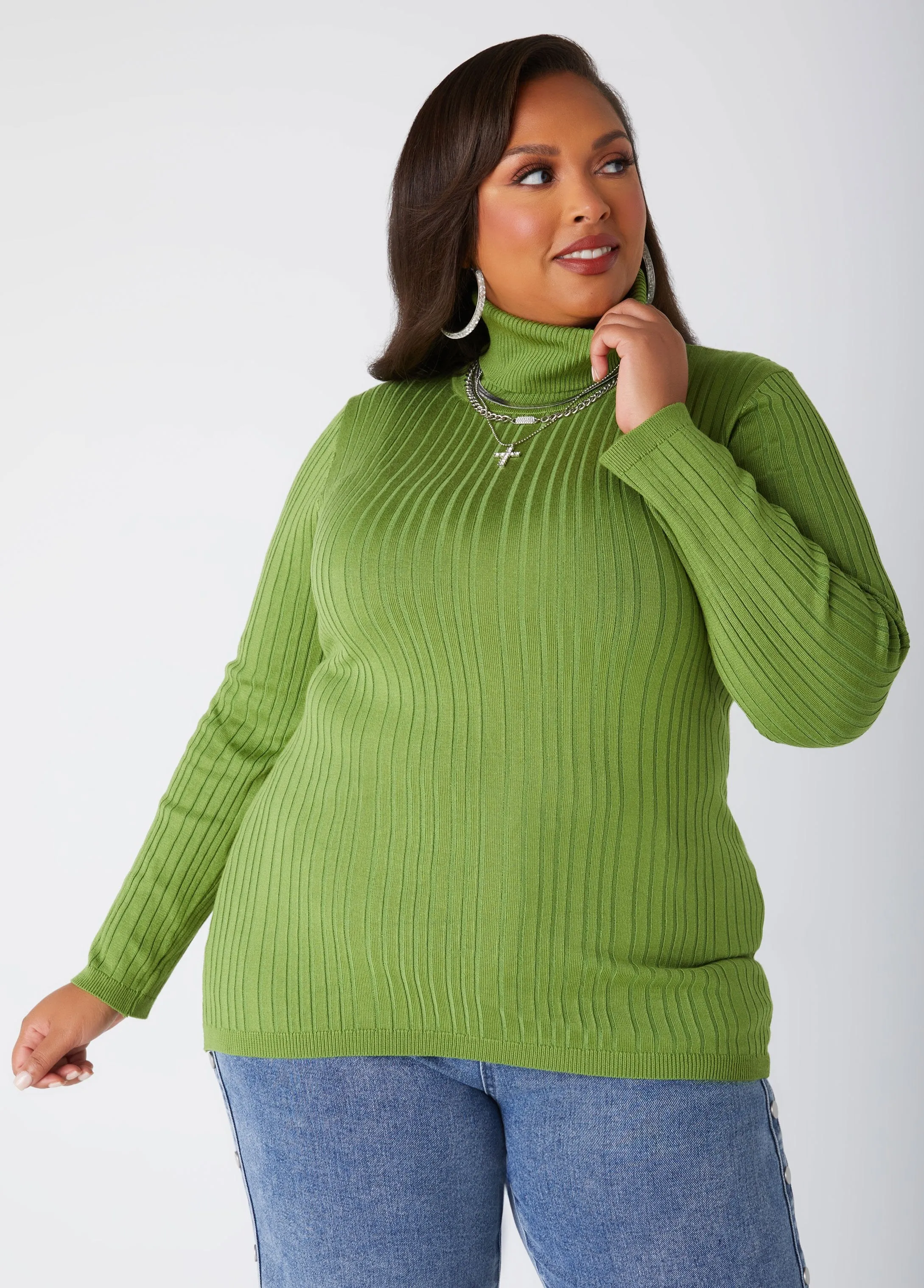 Ribbed Turtleneck Sweater sold by Ashley Stewart product image thumbnail 4