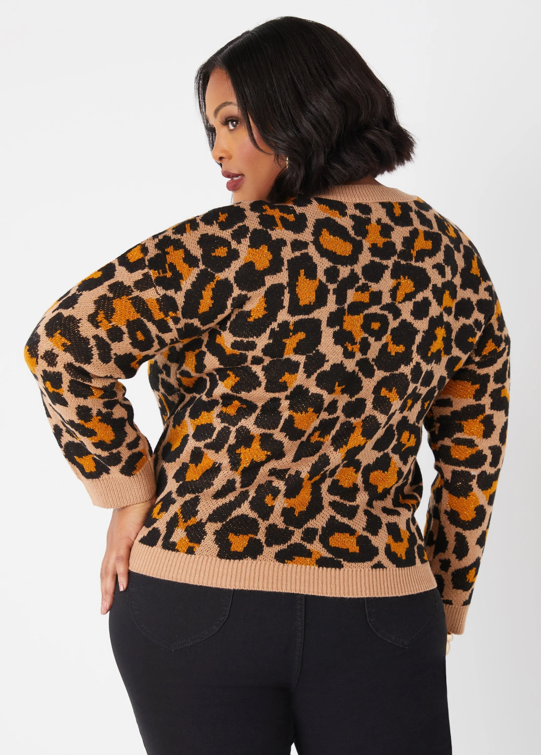 Metallic Animal Intarsia Sweater sold by Ashley Stewart product image thumbnail 2