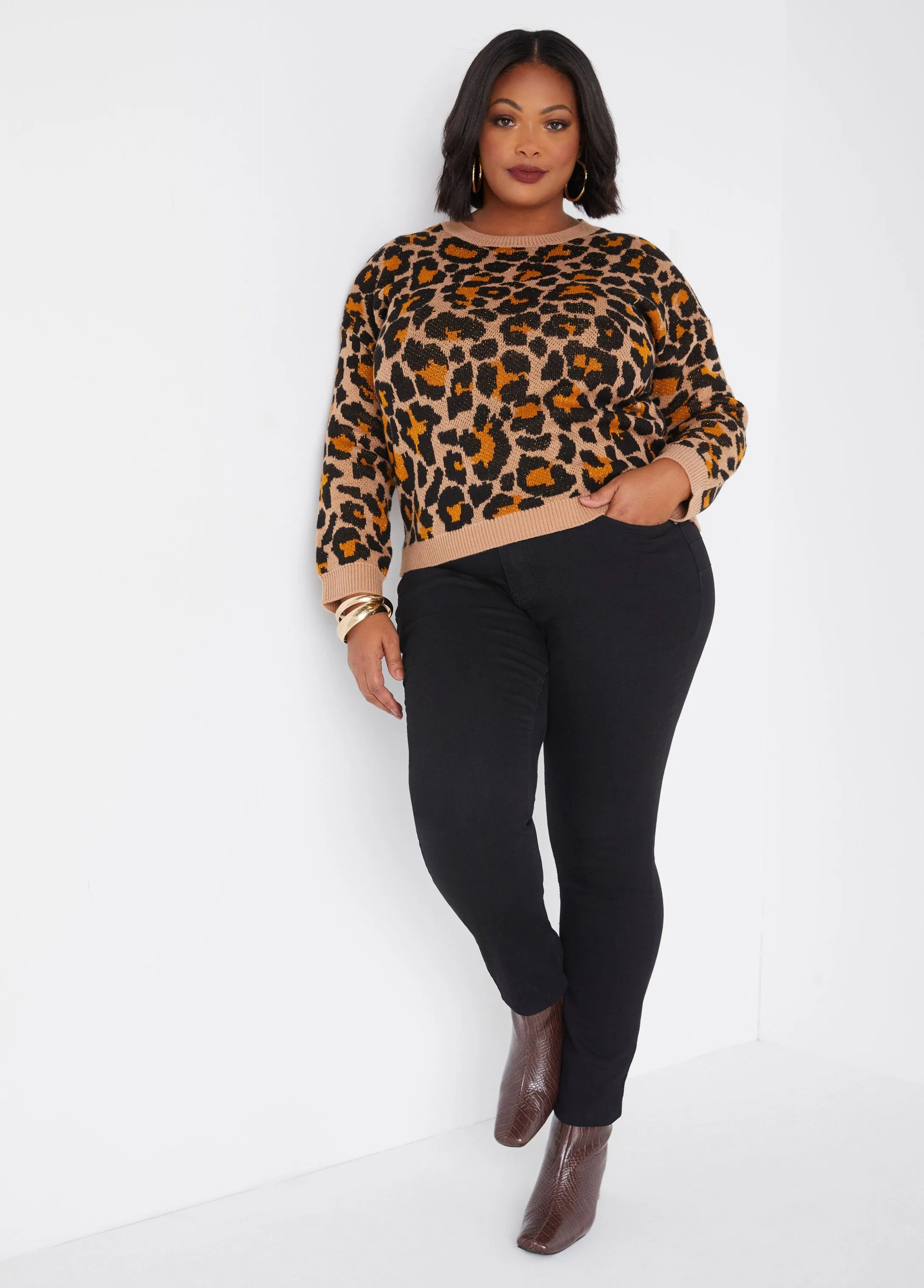 Metallic Animal Intarsia Sweater sold by Ashley Stewart product image thumbnail 3