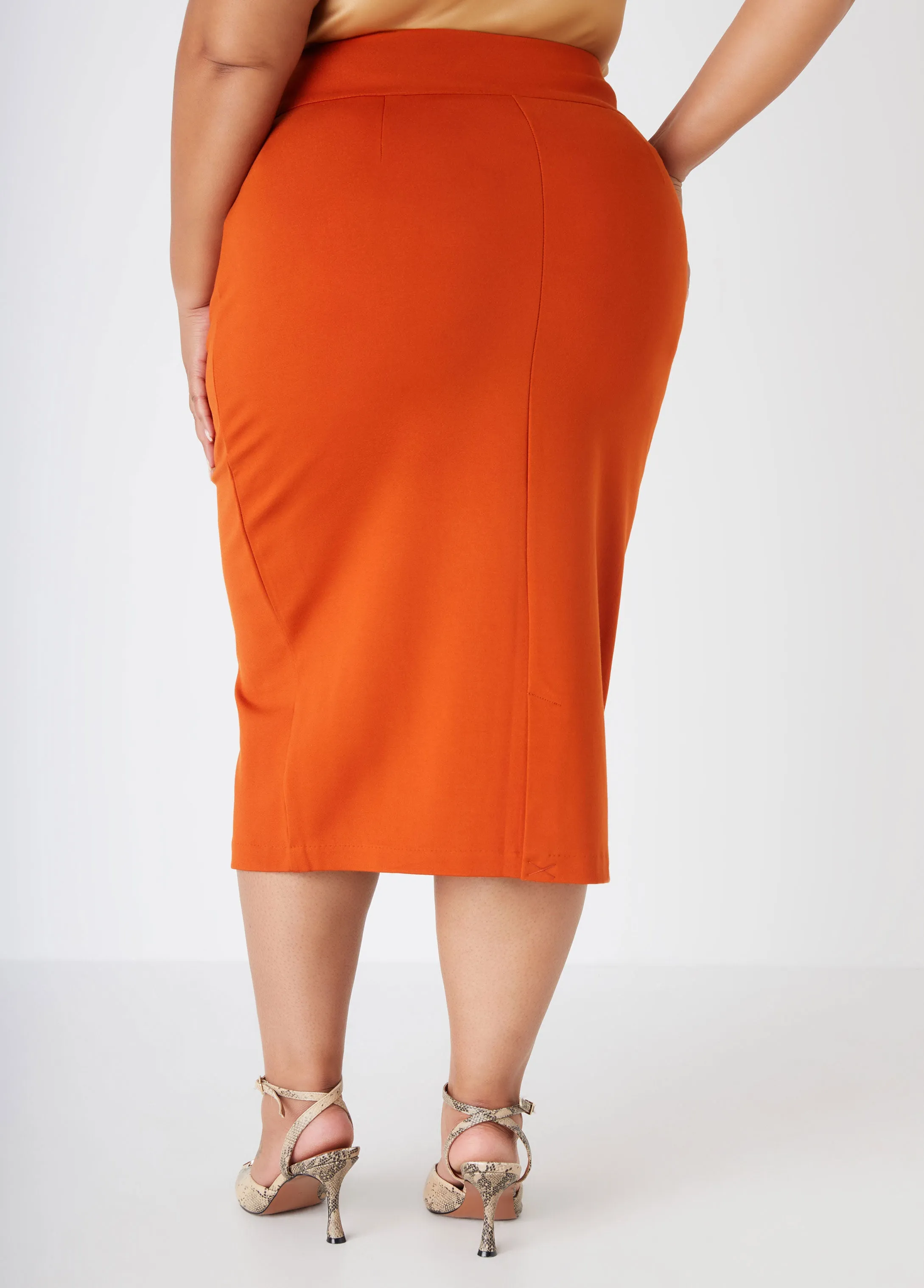 Pocketed Ponte Pencil Midi Skirt sold by Ashley Stewart product image thumbnail 2