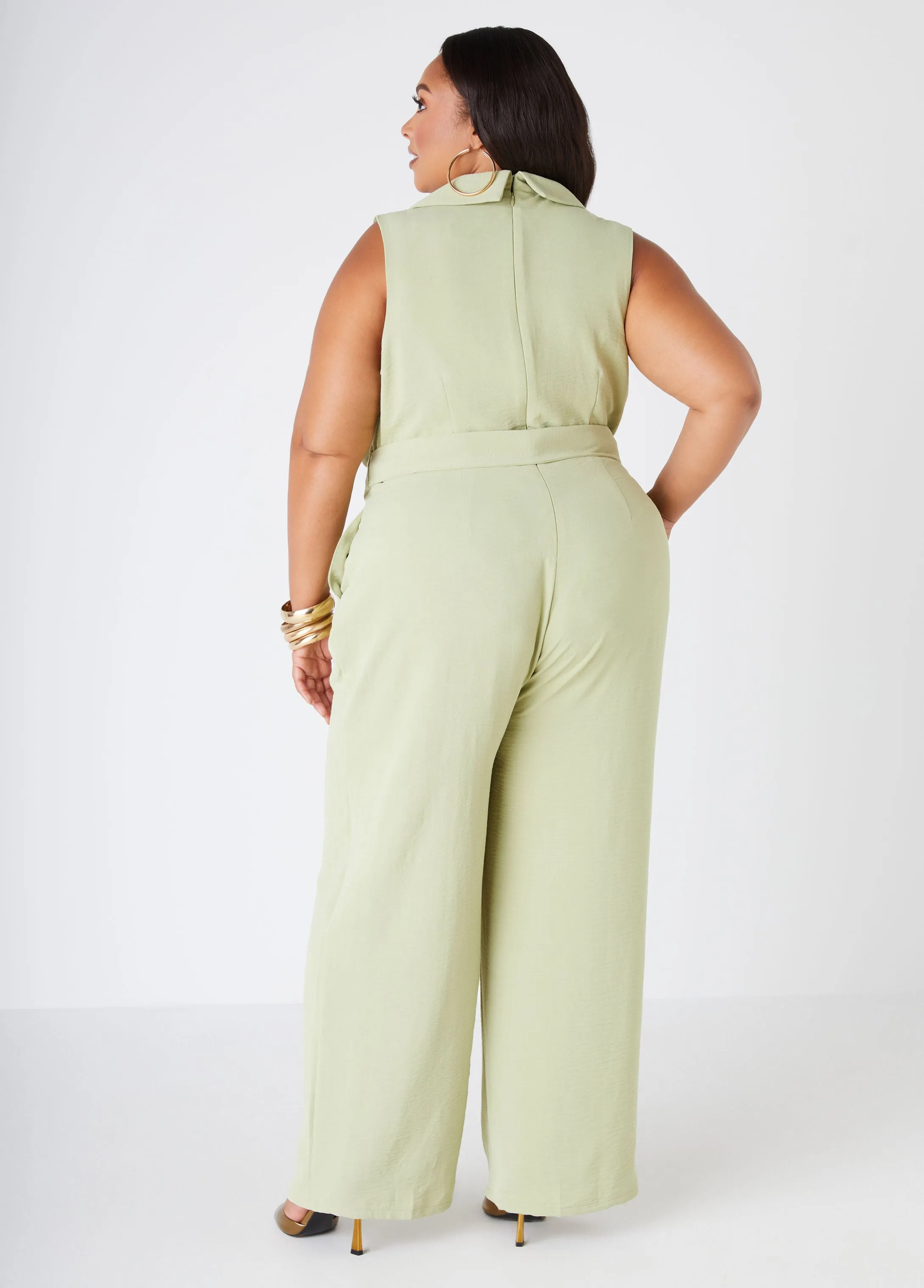 Double Breasted Wide Leg Jumpsuit sold by Ashley Stewart product image thumbnail 5