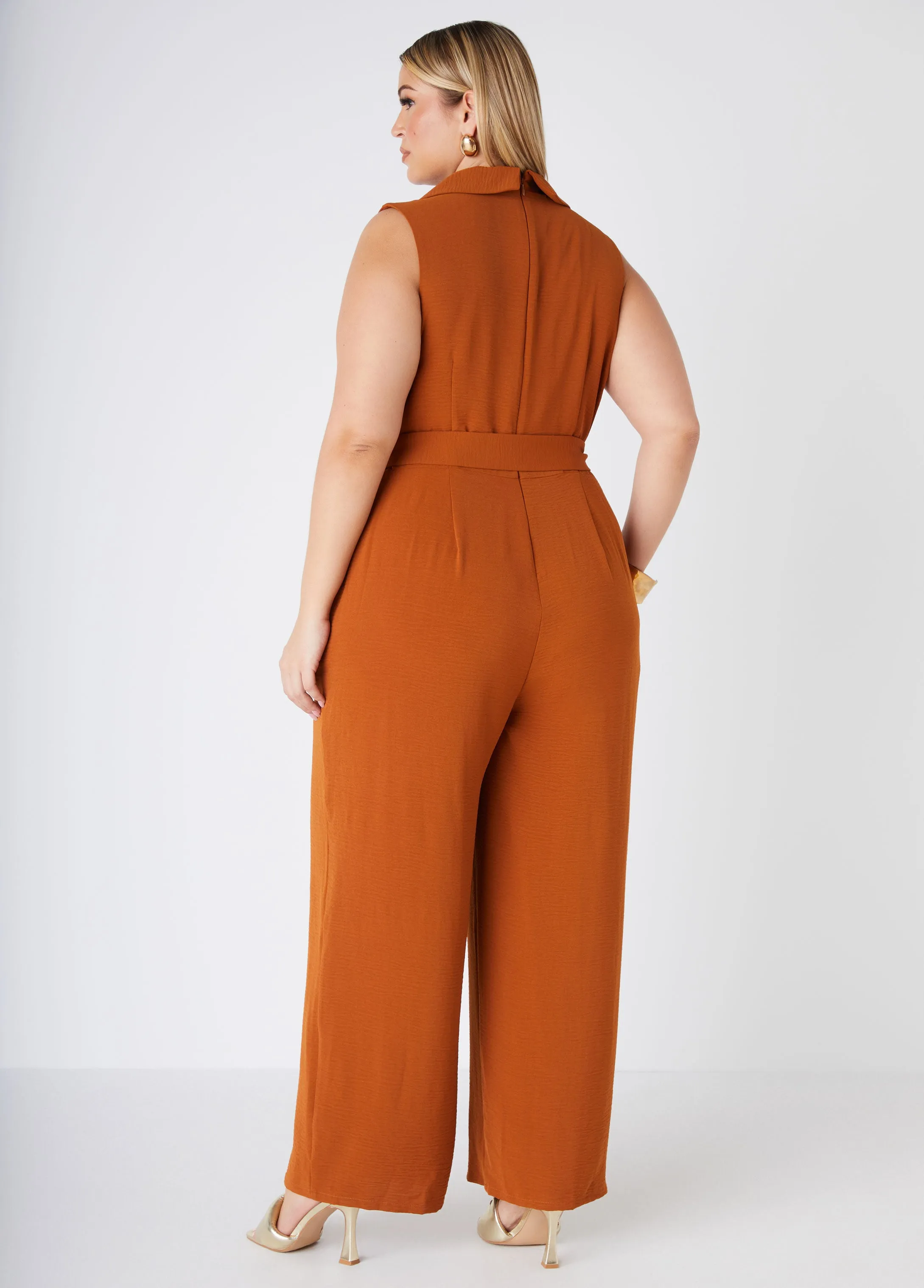 Double Breasted Wide Leg Jumpsuit sold by Ashley Stewart product image thumbnail 2