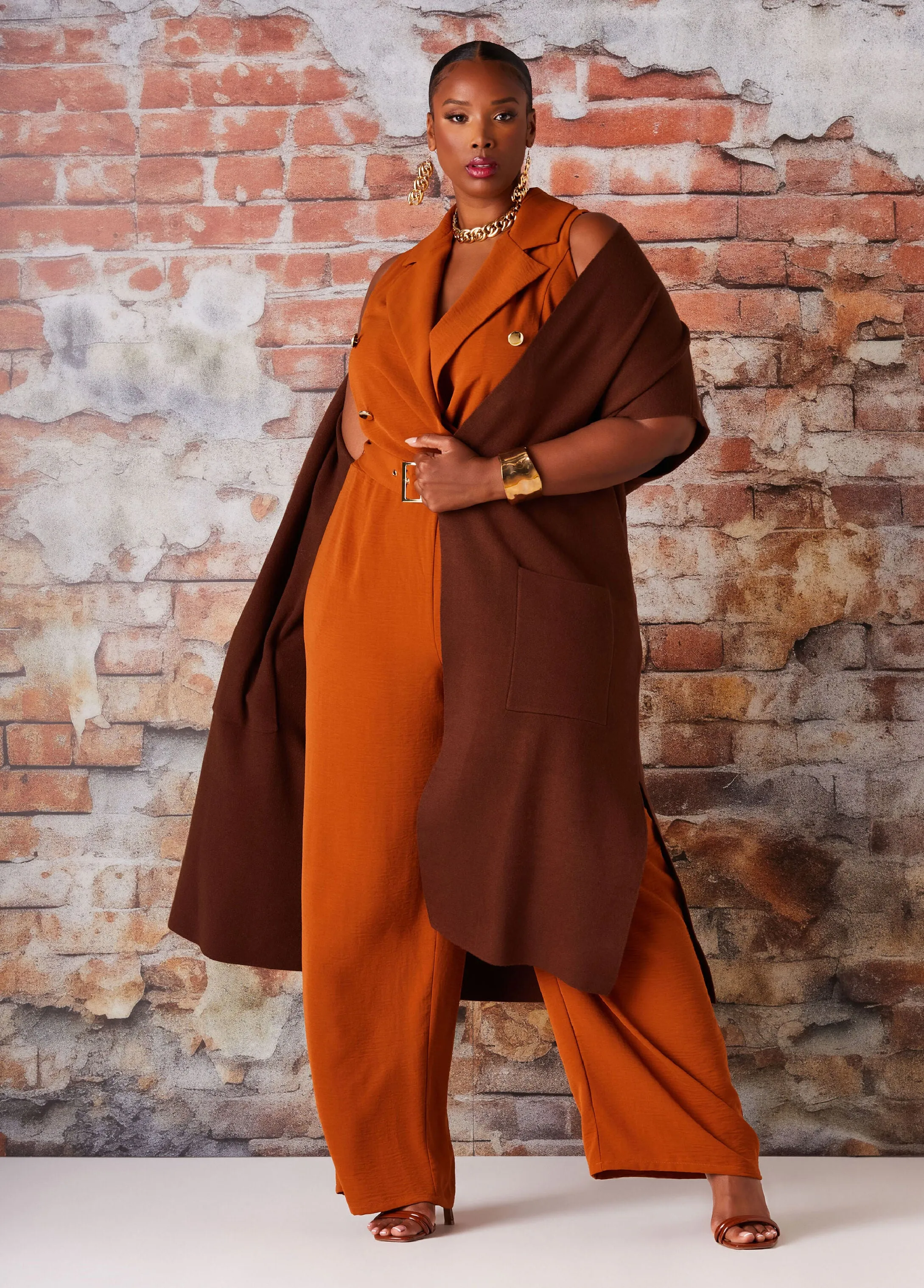 Double Breasted Wide Leg Jumpsuit sold by Ashley Stewart