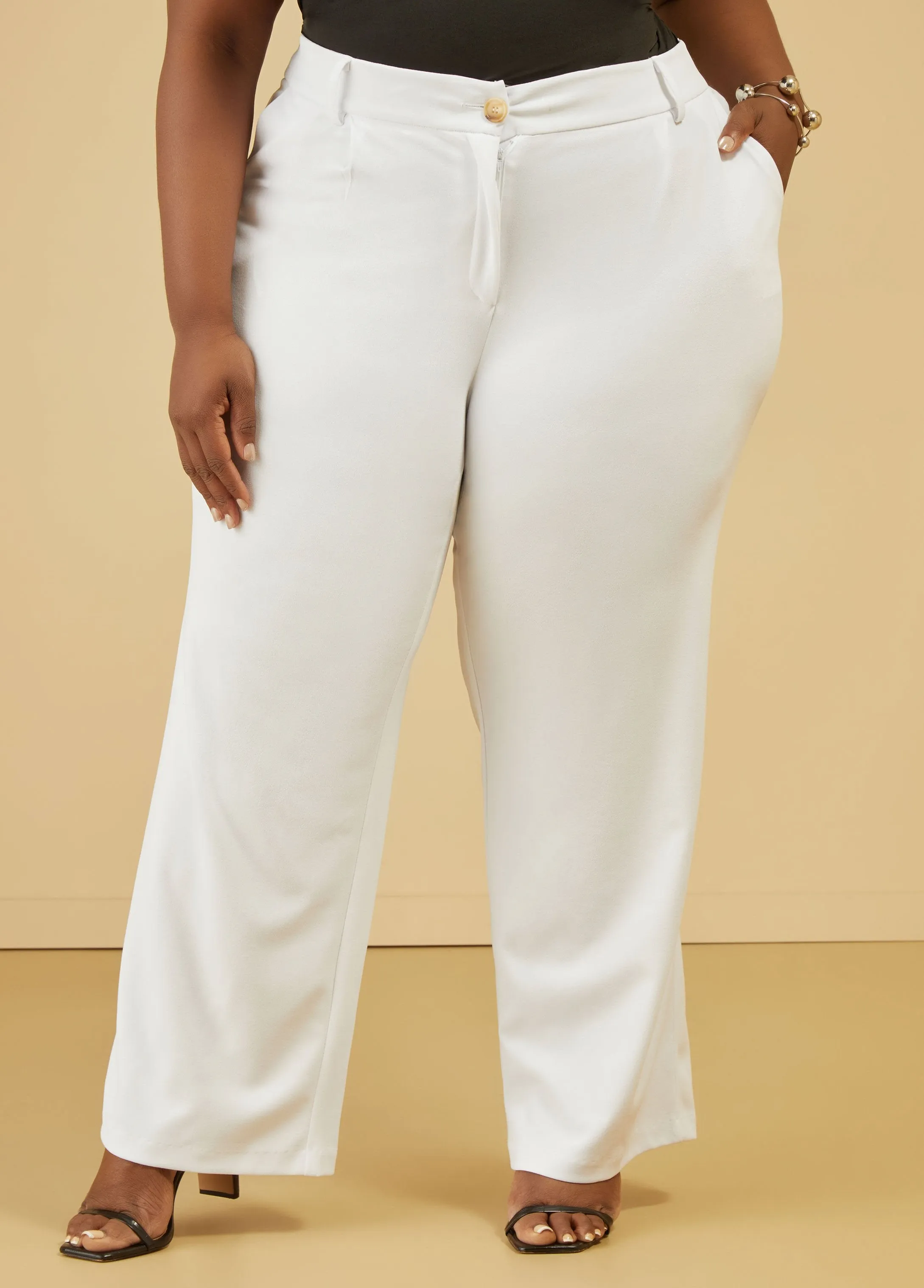 Straight Leg Crepe Trousers sold by Ashley Stewart product image thumbnail 3