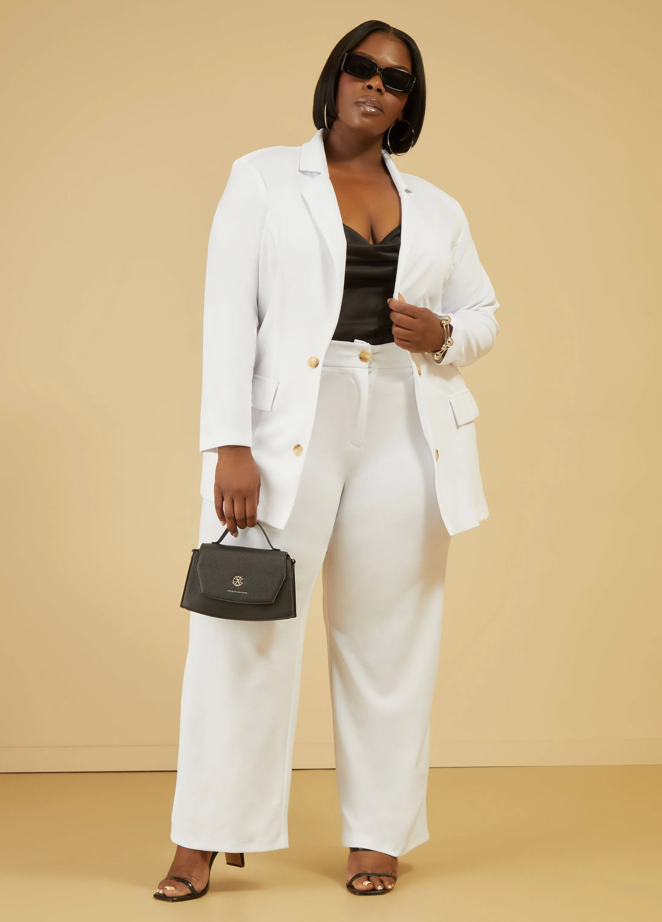 Straight Leg Crepe Trousers sold by Ashley Stewart