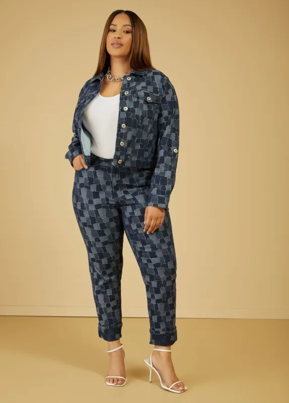 Cuffed Patchwork Slim Leg Jeans sold by Ashley Stewart