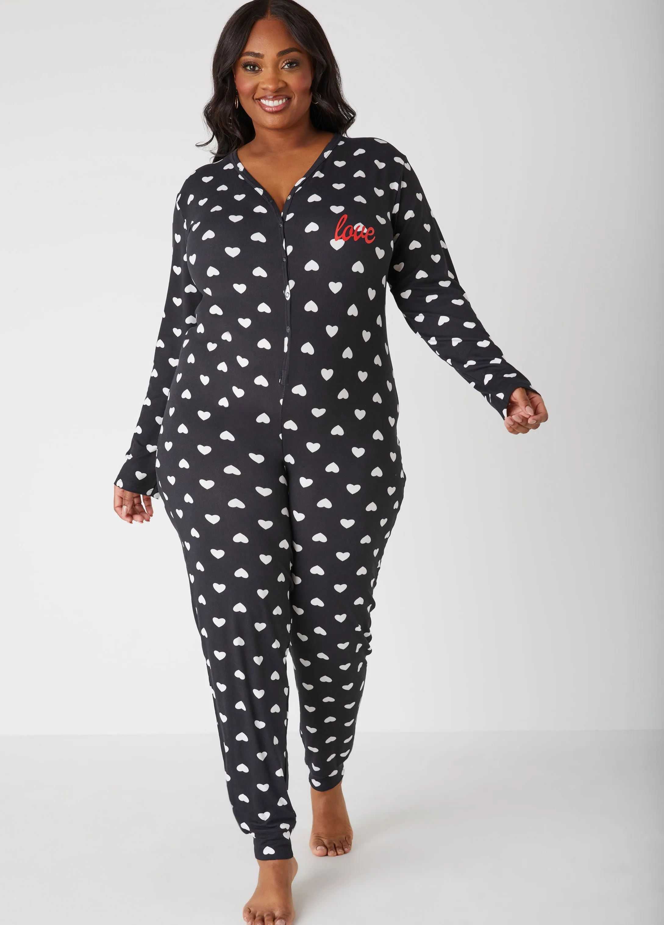 Love To Sleep Hearts Jumpsuit sold by Ashley Stewart