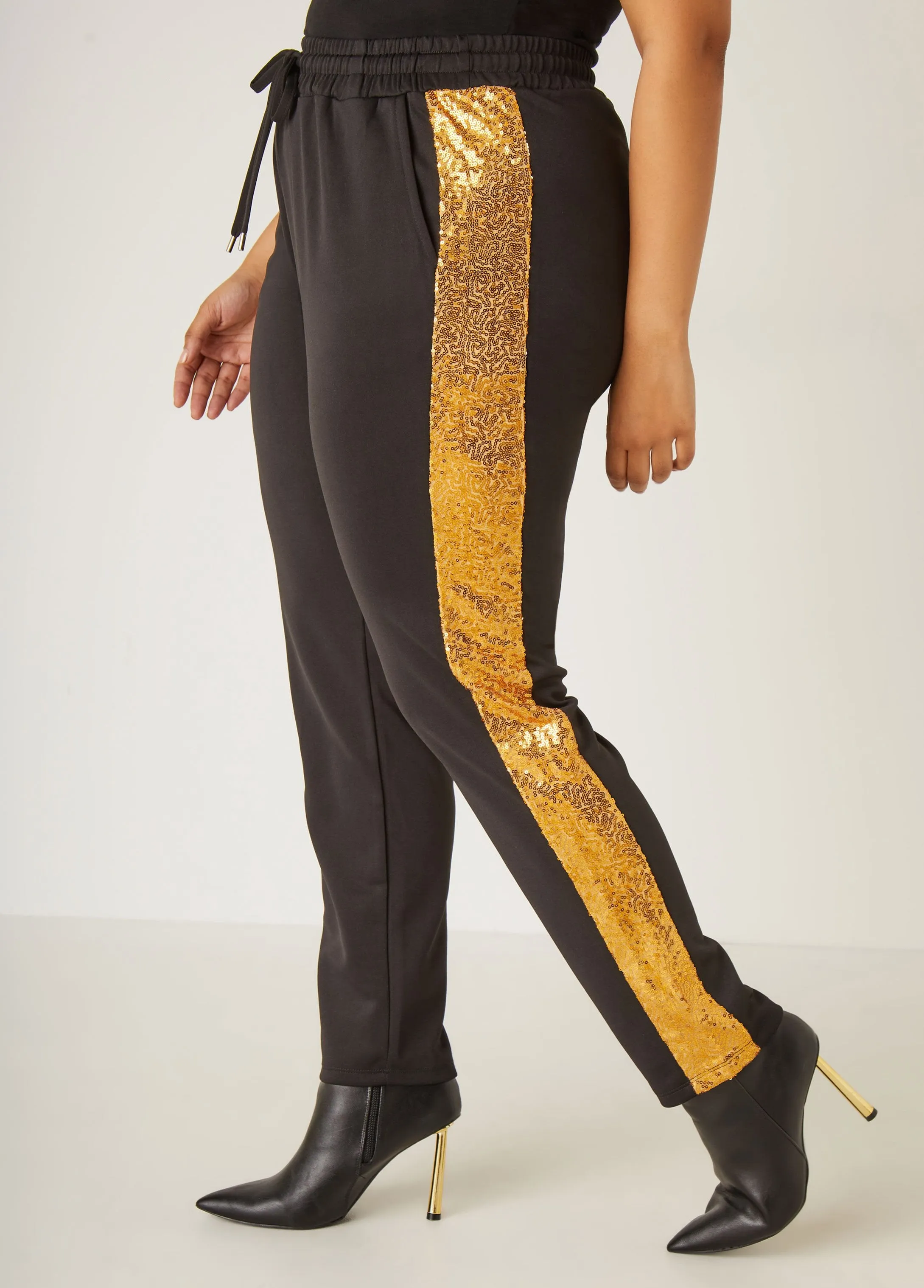 Sequin Trimmed Joggers sold by Ashley Stewart product image thumbnail 3